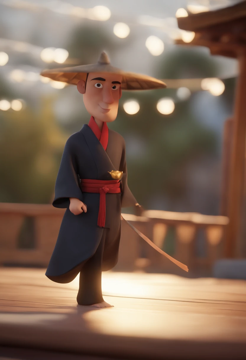 Personagem de desenho animado de um homem usando kimono preto e uma rash gurd um personagem animado, Caractere estilizado, animation style rendering, 3D  Personagem 3D, Personagem 3D, 3d rendering stylized, 3 d character render, personagem de desenho animado, Personagem de close up, Pose de personagem, (Estilo Pixar) (master part:1.2) (Bokeh) (best quality) (pele detalhada) (textura detalhada) (8k) (argila) (Cinematic lighting) (foco nítido，Senta e vaza a parte superior do corpo