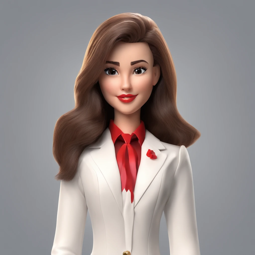 Make a poster in Pixel mode of a young brunette with goat hair failed tooth dress suit white suit shirt dress red tie