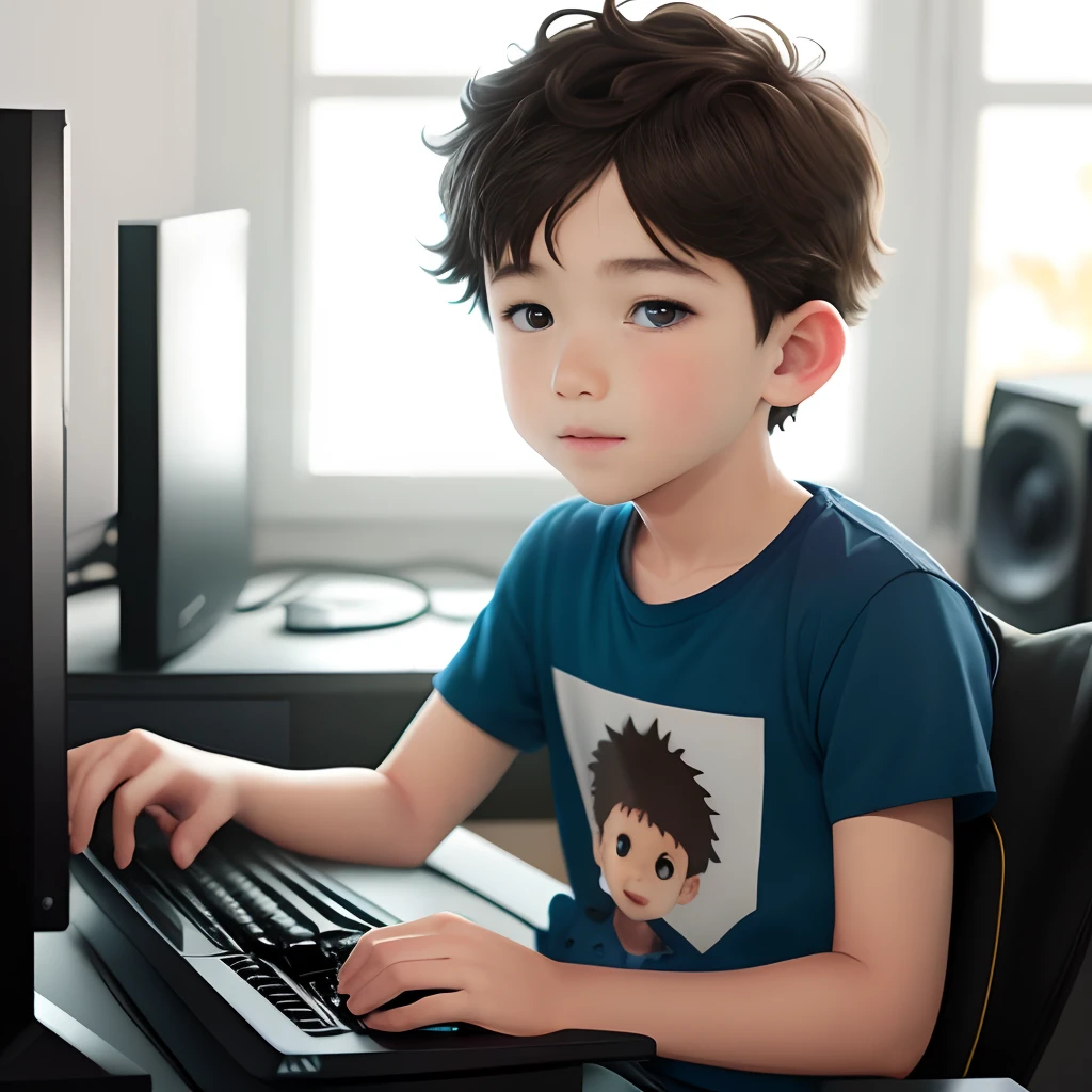 Boy in front of his pc