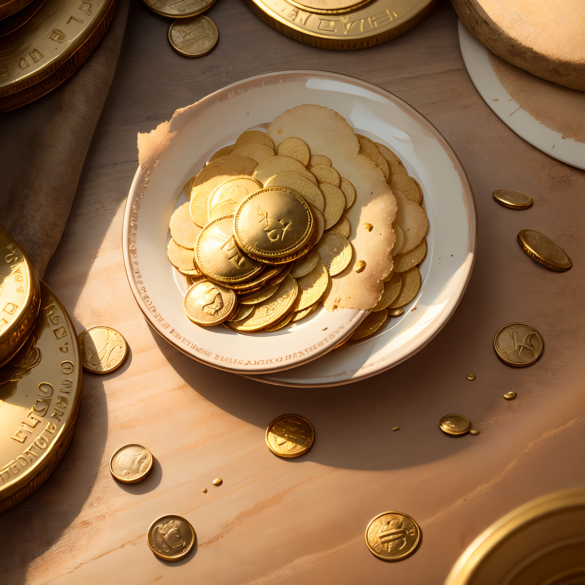 A gold coin is on the vintage side，It's kind of like chips