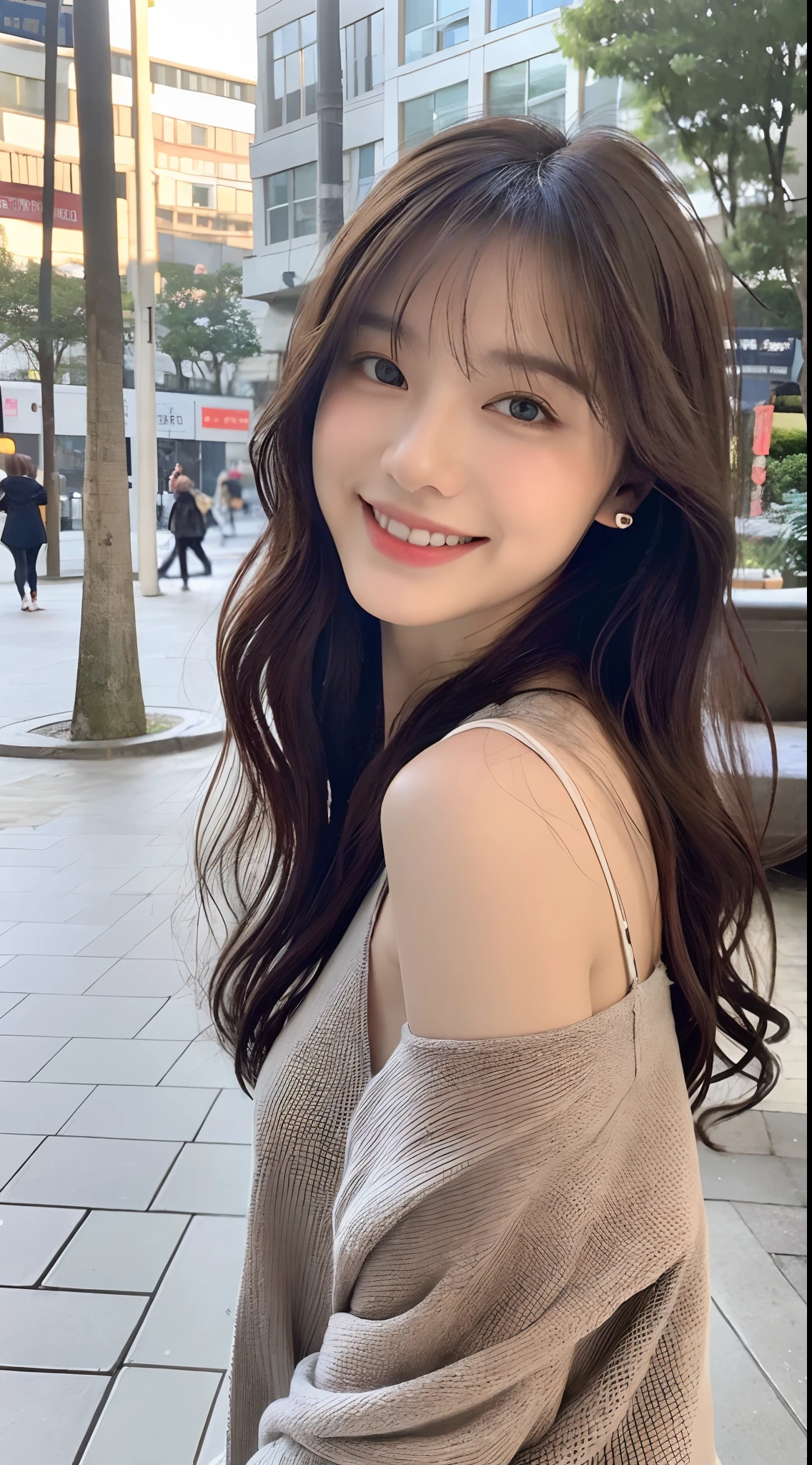 ((Best Quality, 8k, Masterpiece: 1.3)), Focus: 1.2, Perfect Body Beauty: 1.4, Buttocks: 1.2, ((Layered Haircut, Breasts: 1.2)), (Rain, Street: 1.3), Highly detailed face and skin texture, Fine eyes, Double eyelids, Whitened skin, Long hair, (Shut up: 1.3), smile, on the sofa