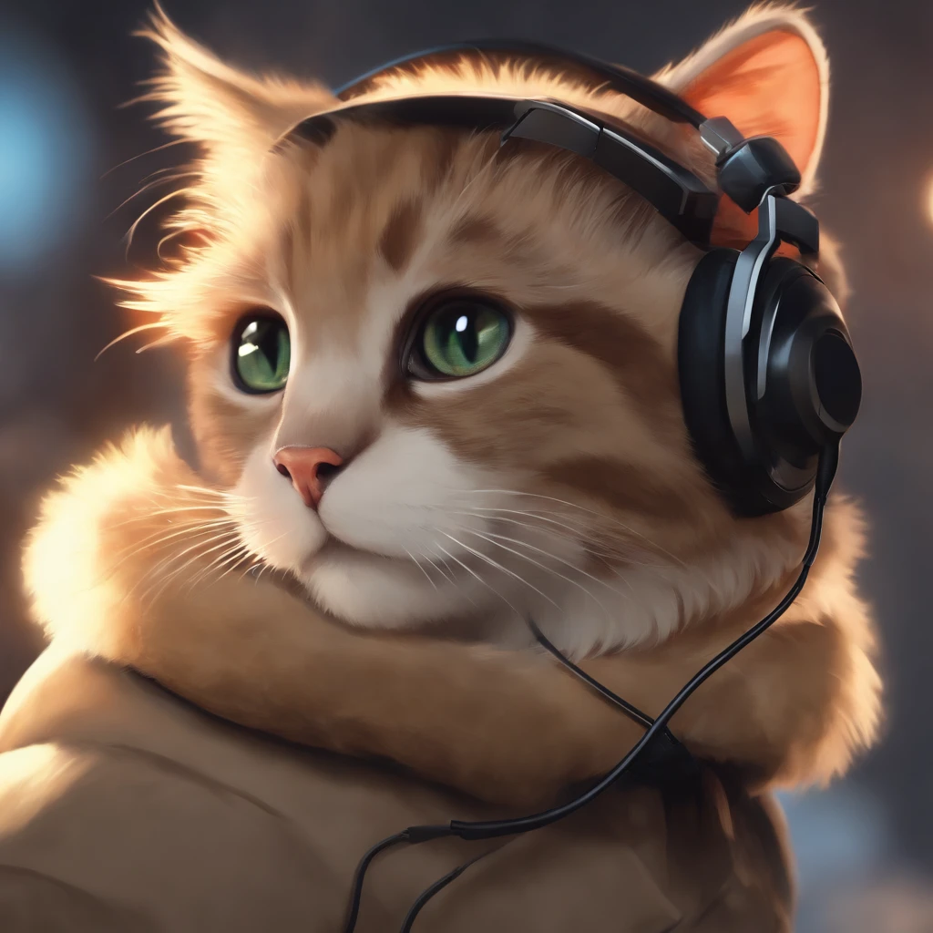 ((bestquality, 10, masterpiece: 1.4)),((amazing details: 1.3)),((illustration, Hairstyle Casual: 1.2)),((high-res: 1.1)), Cute cat standing, Headphone headset, Tactical coat, Fashion Lining, Soft light, colorfully, Depth of Field, Cinematic lighting, from the bottom, anatomically correct, Amazing drawing art, no people
