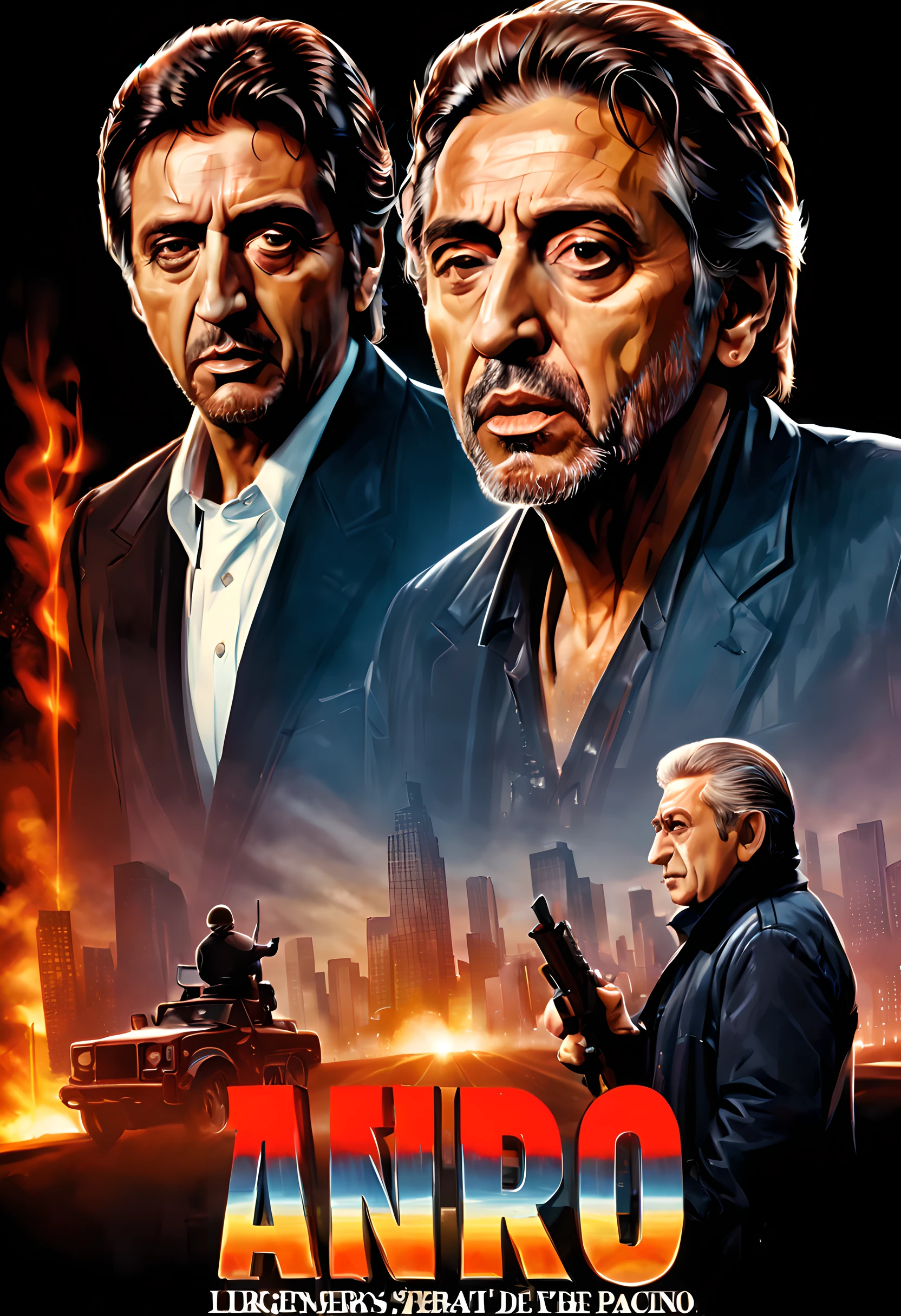 (The movie poster of Heat:1.5), (movie poster style illustration:1.5), (movie title:1.5), (logo:1.5), (sproncer's logo:1.5), (texe:1.5), ((text:2)), (title:1.5), (Movie of Al Pacino and Robert De Niro:1.5), (starring Al Pacino and Robert De Niro:1.5),