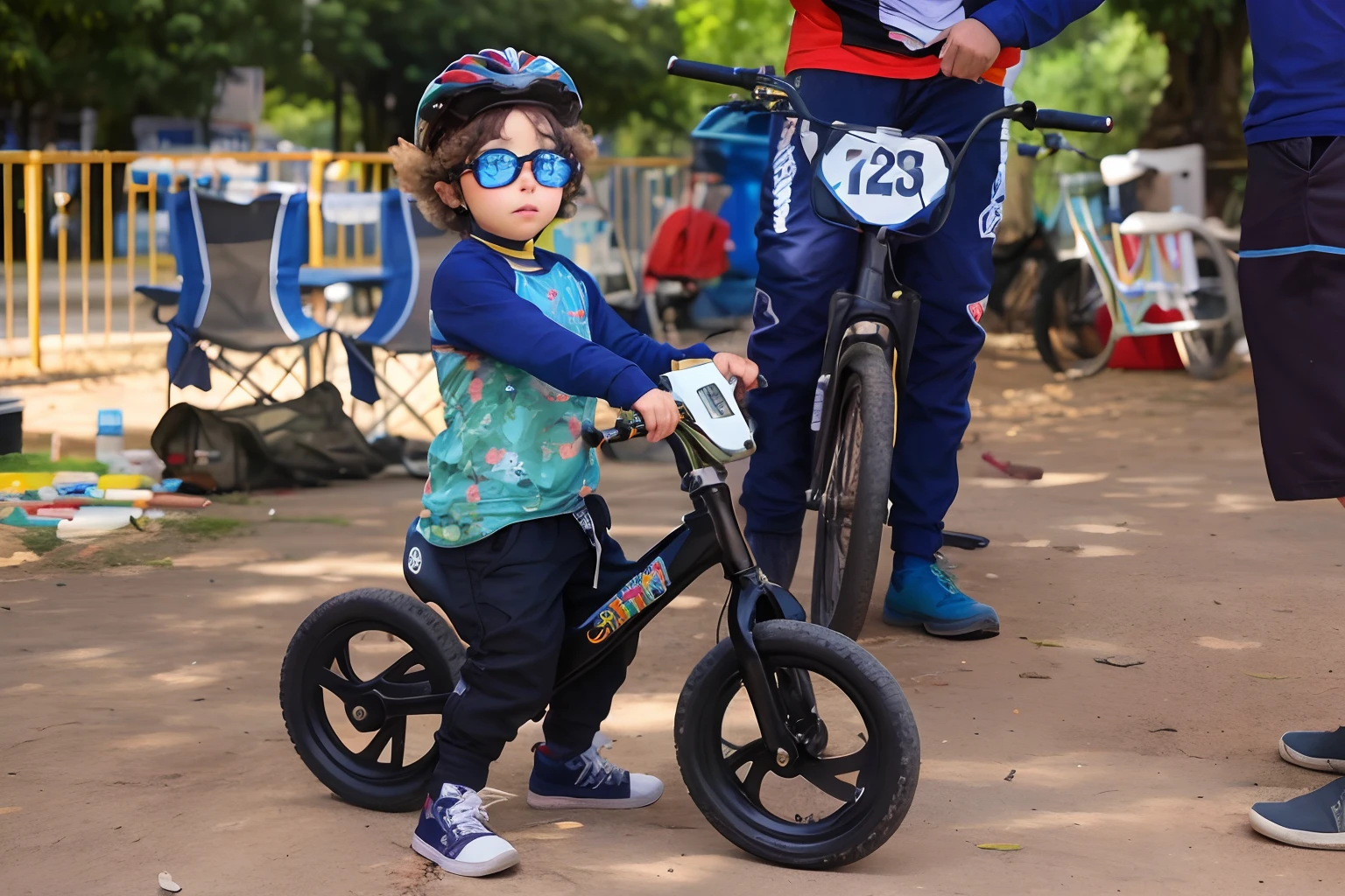 Estilo Disney/ pixar menino andando na sua balance bike
