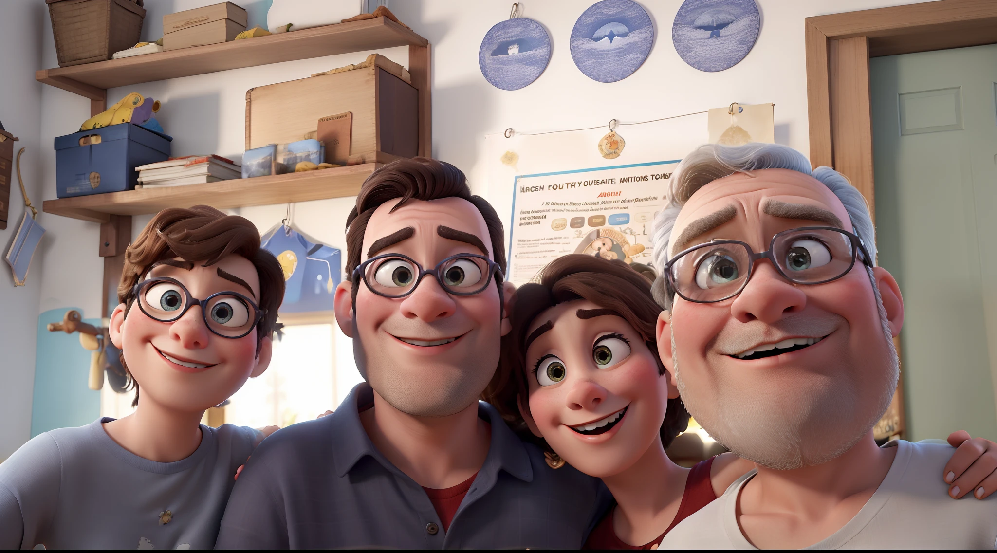 poster Obra-prima, de melhor qualidade, linda familia transformado em pixar type