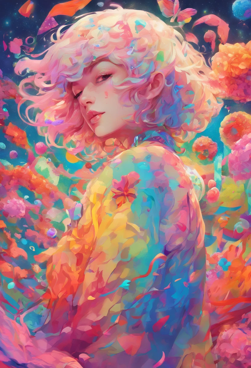 ((top-quality, 8K)), (Realistic), (Face Focus: 1.1), (blanche: 1.3), 18year old、Kawaii boy, short-hair, Hair fluttering in the wind, Facing to the side, Look up at your face, Eyes closed, (Sleeveless: 1.1)、Skirt, D Cup Breasts,Countless petals are falling