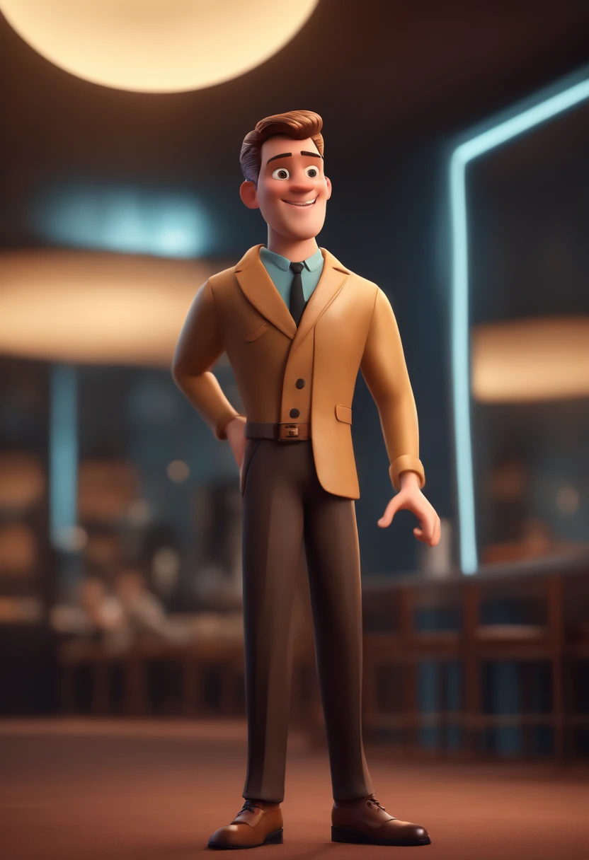 Cartoon character of a man with and a shirt with black colors and barber shop symbol, animation character, Caractere estilizado, animation style rendering, 3D estilizado, Arnold Maya render, 3 d render stylized, toon render keyshot, Personagem 3D, Personagem 3D, 3d rendering stylized, 3 d character render, personagem de desenho animado, Personagem de close up, Pose de personagem,  (Estilo Pixar) (master part:1.2) (Bokeh) (best quality) (pele detalhada) (textura detalhada) (8k) (argila) (Cinematic lighting) (foco nítido