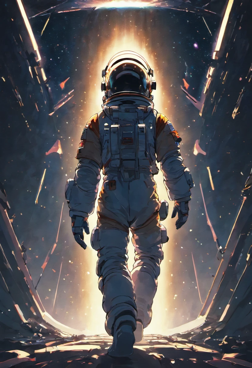 Astronaut wandering in space, Black background