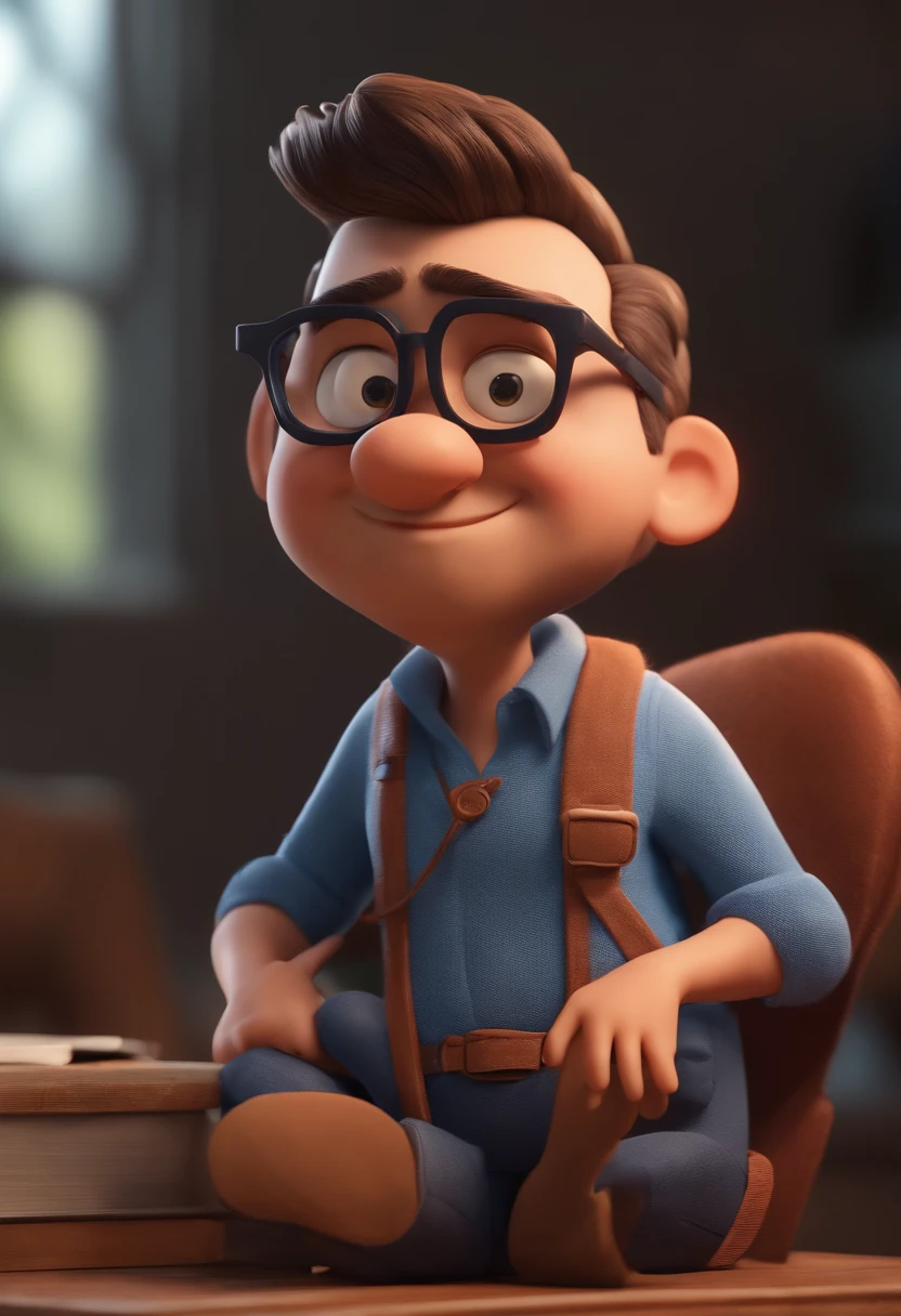 Cartoon character of a man with black glasses and a blue shirt, animation character, Caractere estilizado, animation style rendering, 3D estilizado, Arnold Maya render, 3 d render stylized, toon render keyshot, Personagem 3D, Personagem 3D, 3d rendering stylized, 3 d character render, personagem de desenho animado, Personagem de close up, Pose de personagem, (Estilo Pixar) (master part:1.2) (Bokeh) (best quality) (pele detalhada) (textura detalhada) (8k) (argila) (Cinematic lighting) (foco nítido