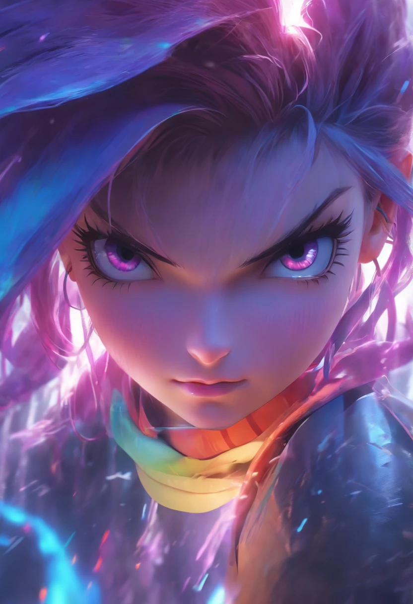 Super heroina, Peituda, cabelo rosa 