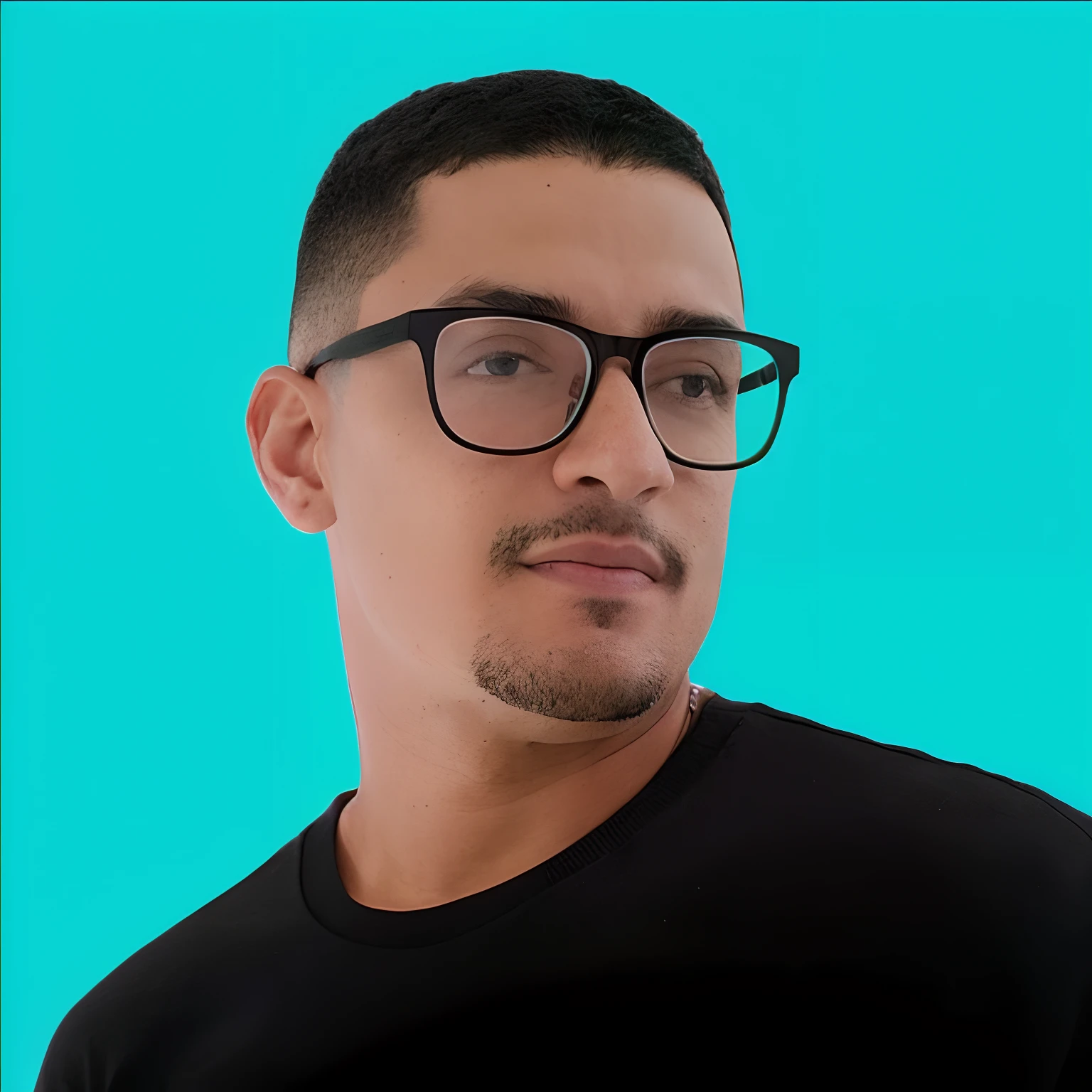 There's a man with glasses and a black shirt, andres rios, david rios ferreira, foto de perfil headshot, victor maristane, Carmelo Blandino, danilo torres, Cristiano Orrillo, José Moncada, foto de perfil profissional, Plano de fundo claro, Foto realista, luis melo, Manuel Sanjulianblue, caio santos, imagem de perfil