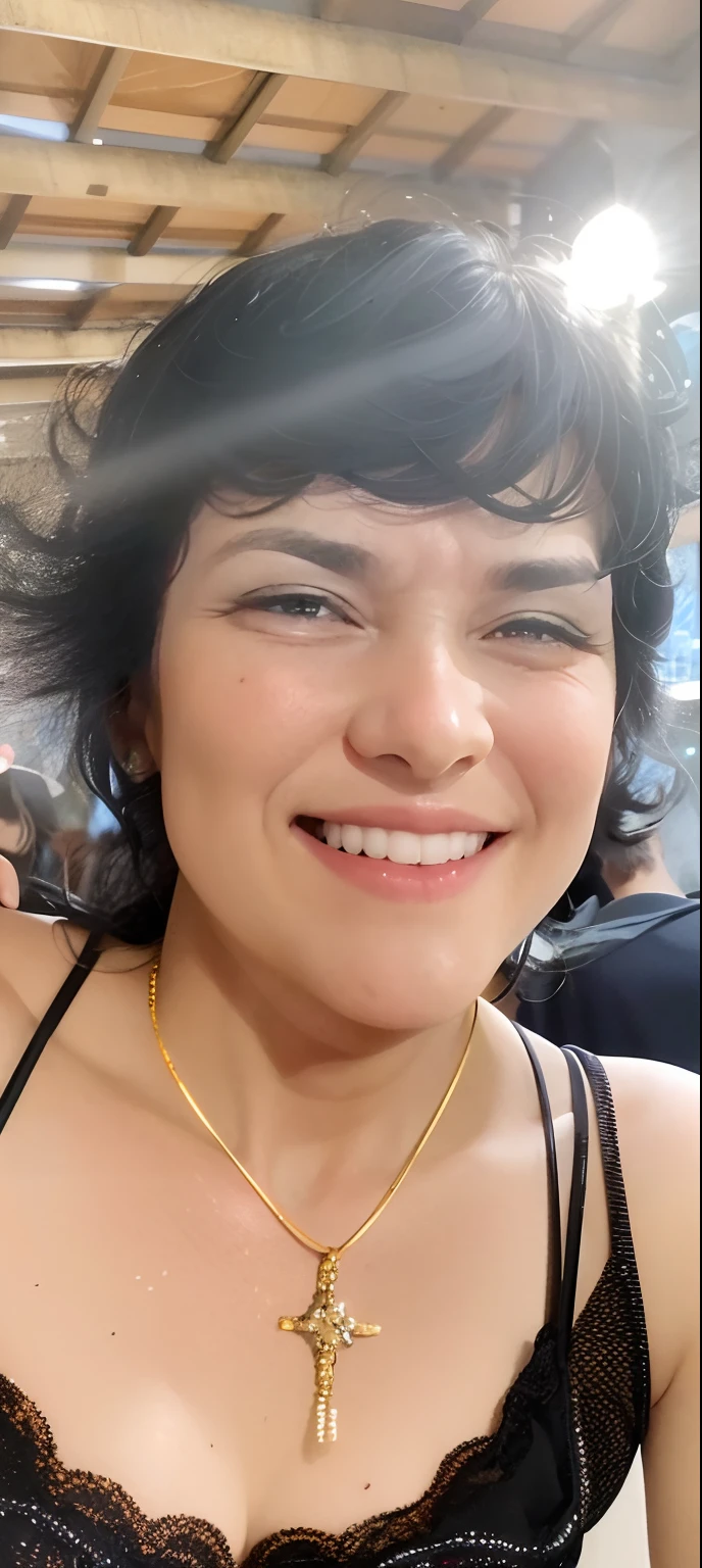 mulher sorridente com um colar de cruz e um vestido preto, imagem de perfil, Malika Favre, Directed by: Nandor Soldier, muito bobo olhando, Mulheres de 40 anos, 3 0 anos de idade mulher, Mulher de 30 anos, fernanda suarez, foto do perfil, In Sao Paulo, muito ligeiramente sorridente, 4 5 I, happily smiling at the camera