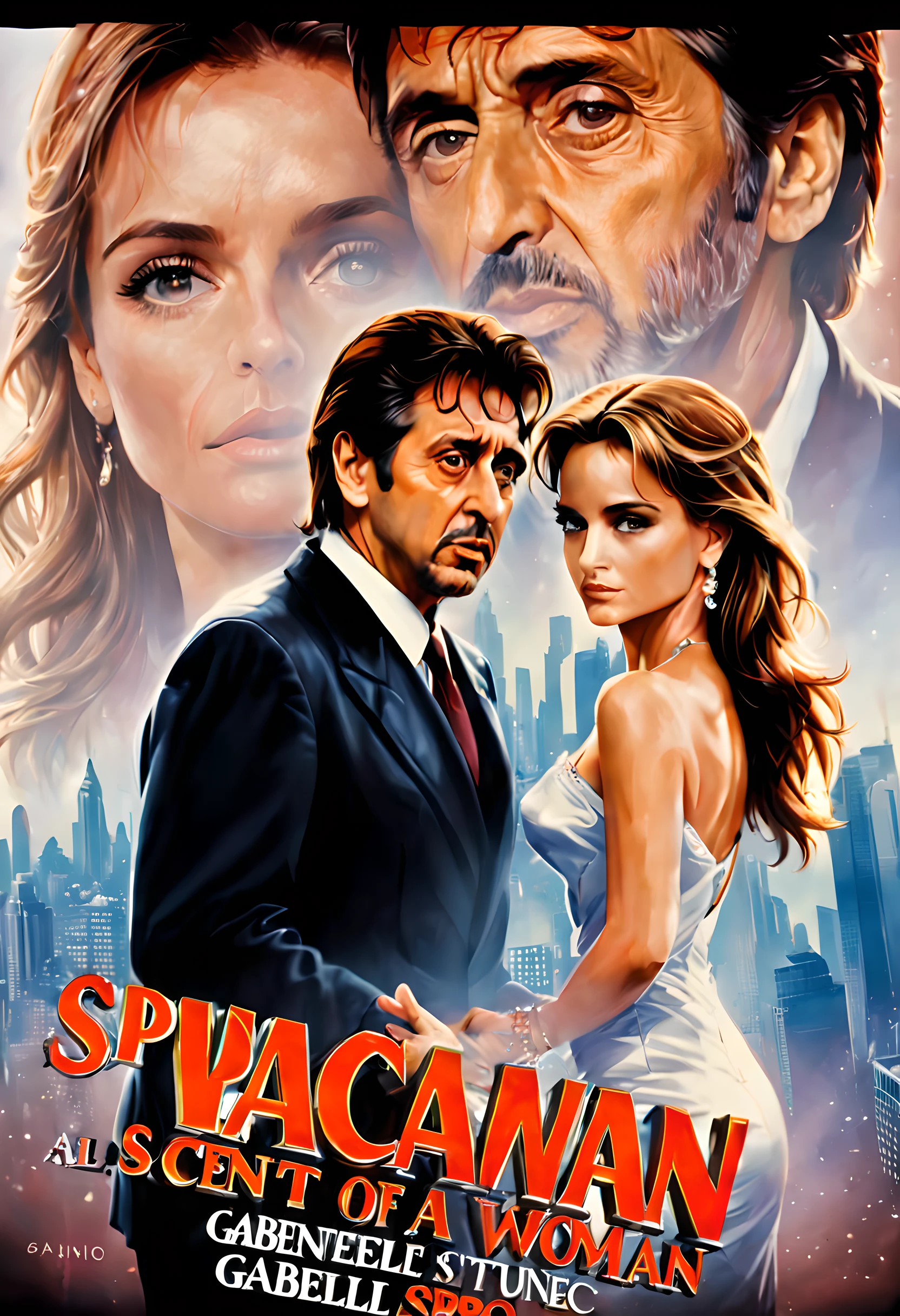 (The movie poster of Scent of a Woman:1.5), (movie poster style illustration:1.5), (movie title:1.5), (logo:1.5), (sproncer's logo:1.5), (texe:1.5), ((text:2)), (title:1.5), (Movie of Al Pacino and Gabrielle Anwar:1.5), (starring Al Pacino and Gabrielle Anwa:1.5),