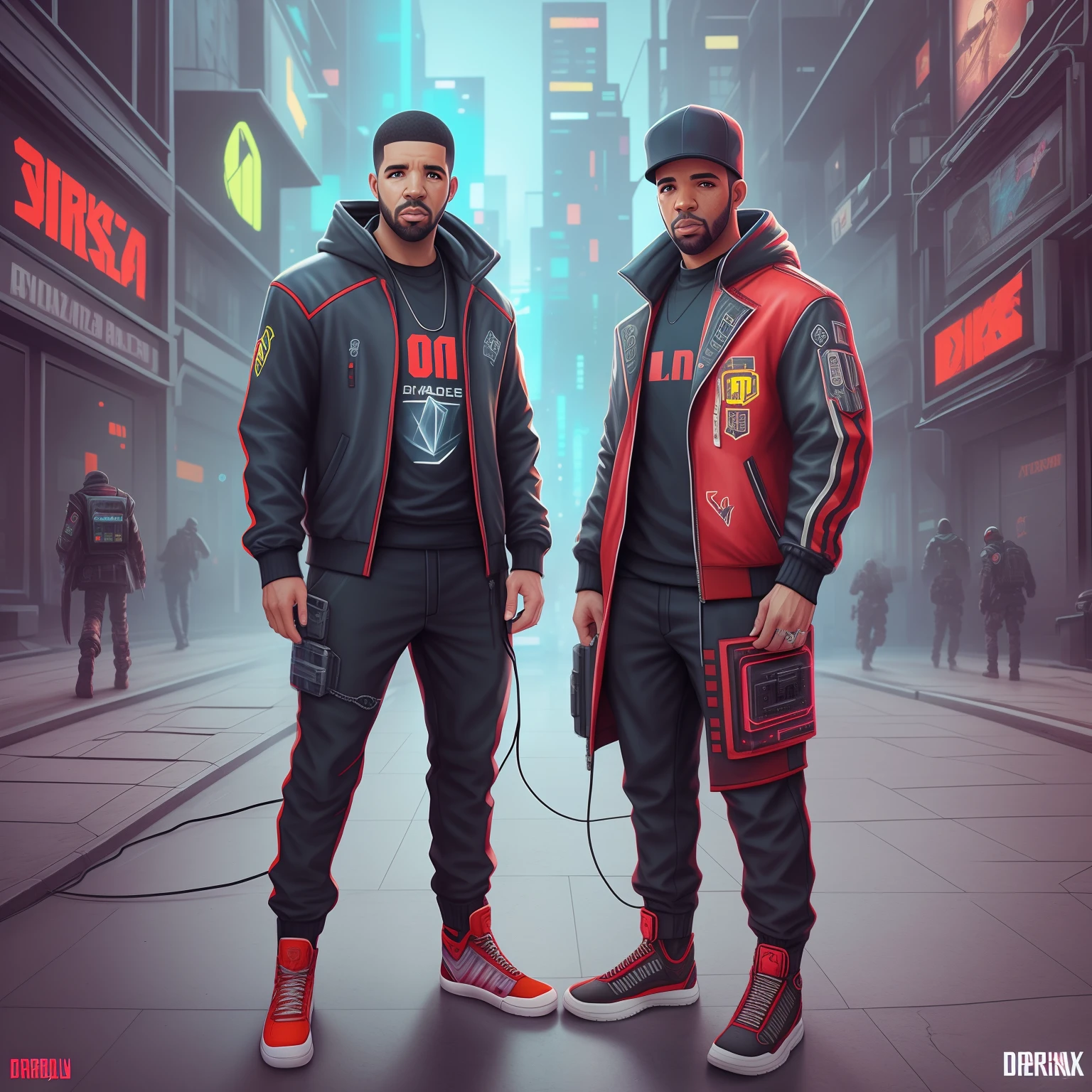 Realistic drake cyberpunk