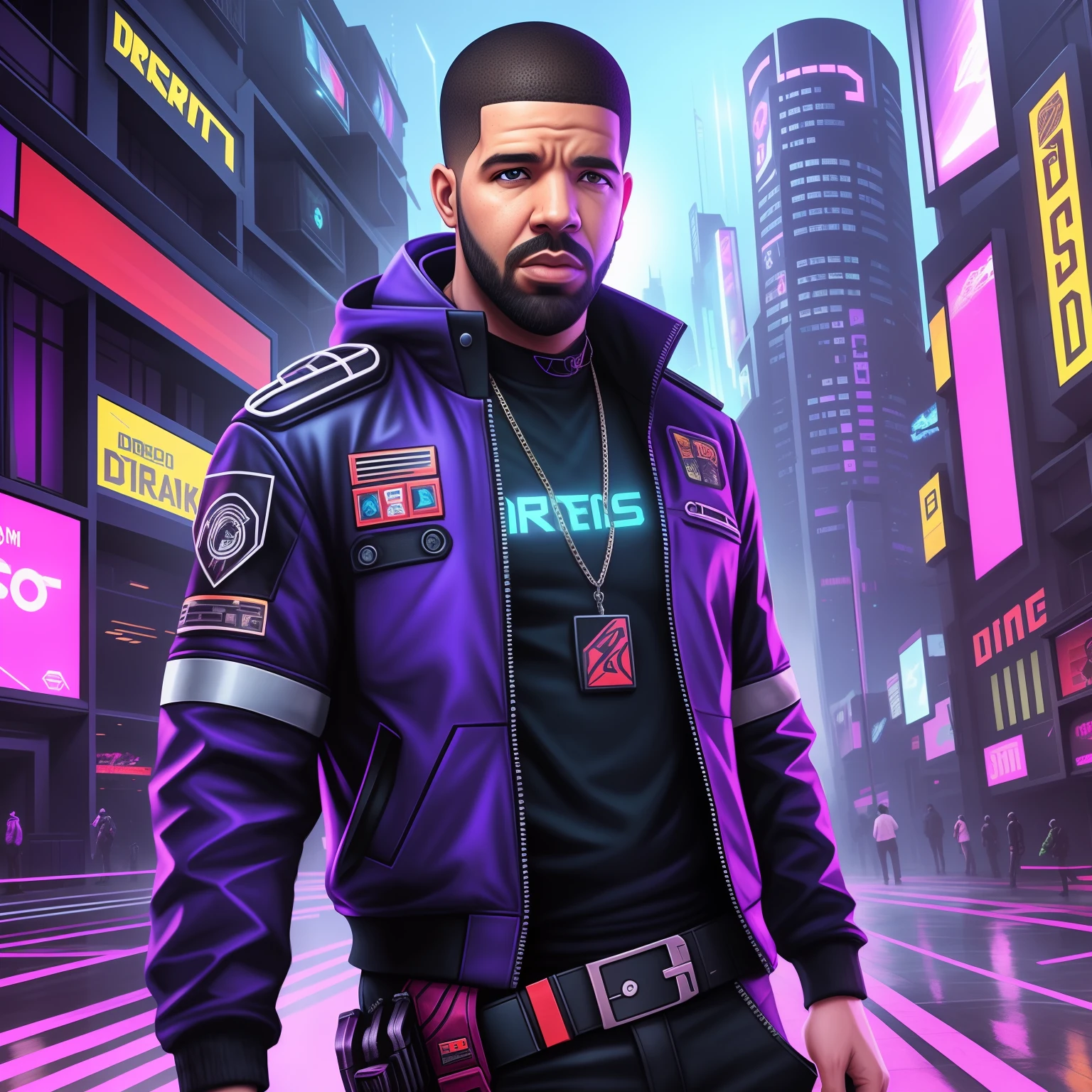 Realistic drake cyberpunk