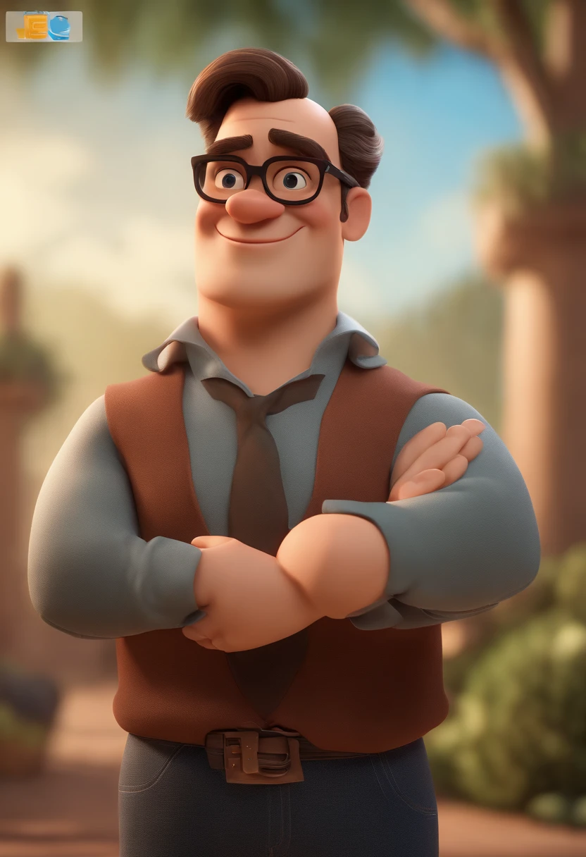 Cartoon character of a man with black glasses and a blue shirt, animation character, Caractere estilizado, animation style rendering, 3D estilizado, Arnold Maya render, 3 d render stylized, toon render keyshot, Personagem 3D, Personagem 3D, 3d rendering stylized, 3 d character render, personagem de desenho animado, Personagem de close up, Pose de personagem, (Estilo Pixar) (master part:1.2) (Bokeh) (best quality) (pele detalhada) (textura detalhada) (8k) (argila) (Cinematic lighting) (foco nítido
