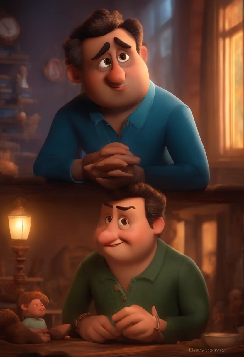 A Dream Architect Inspired by Pixar Animation, de perto. Facial expressions are captivating, com um toque de irrealidade.