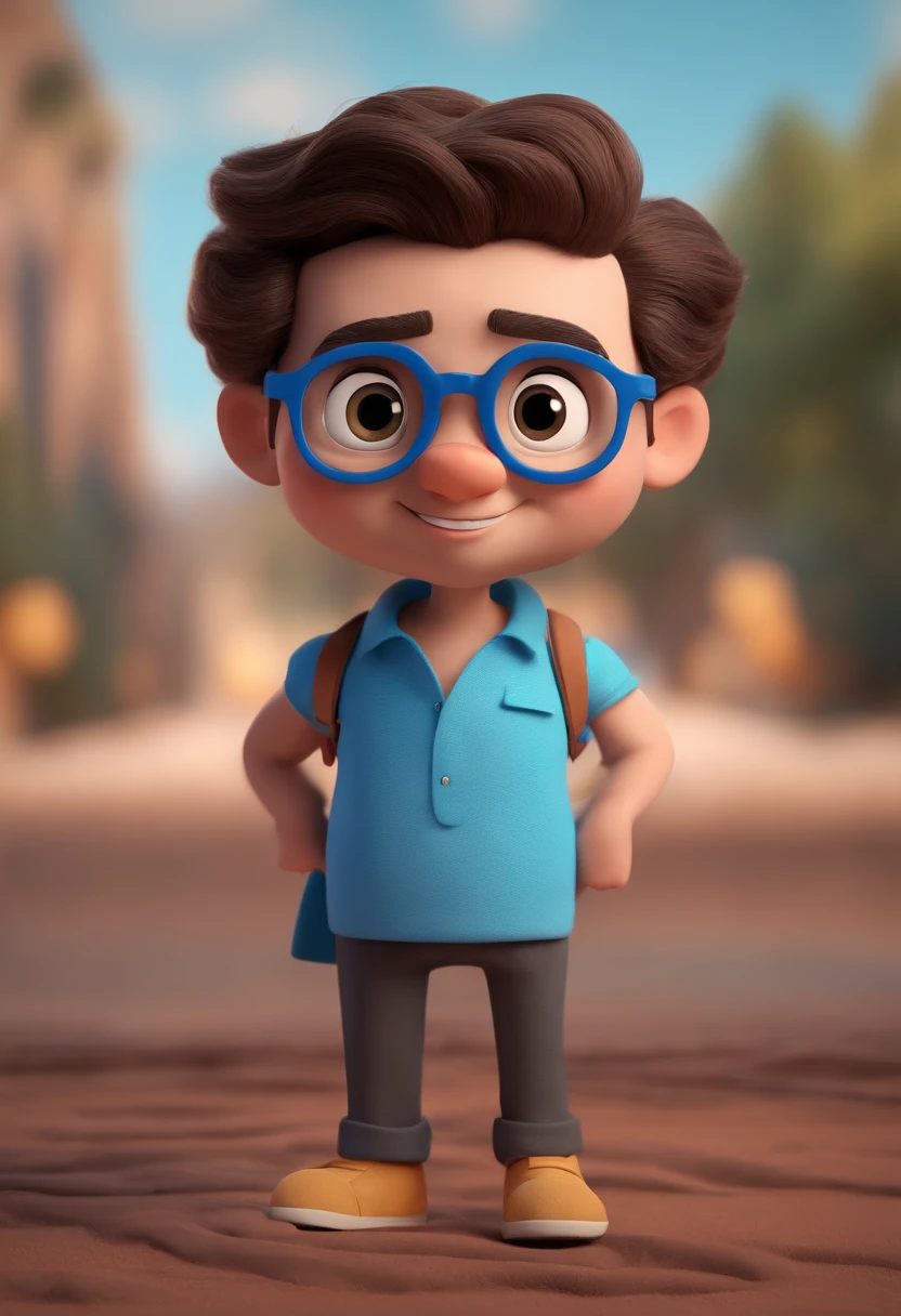 Cartoon character of a man with black glasses and a blue shirt, animation character, Caractere estilizado, animation style rendering, 3D estilizado, Arnold Maya render, 3 d render stylized, toon render keyshot, Personagem 3D, Personagem 3D, 3d rendering stylized, 3 d character render, personagem de desenho animado, Personagem de close up, Pose de personagem,  (Estilo Pixar) (master part:1.2) (Bokeh) (best quality) (pele detalhada) (textura detalhada) (8k) (argila) (Cinematic lighting) (foco nítido