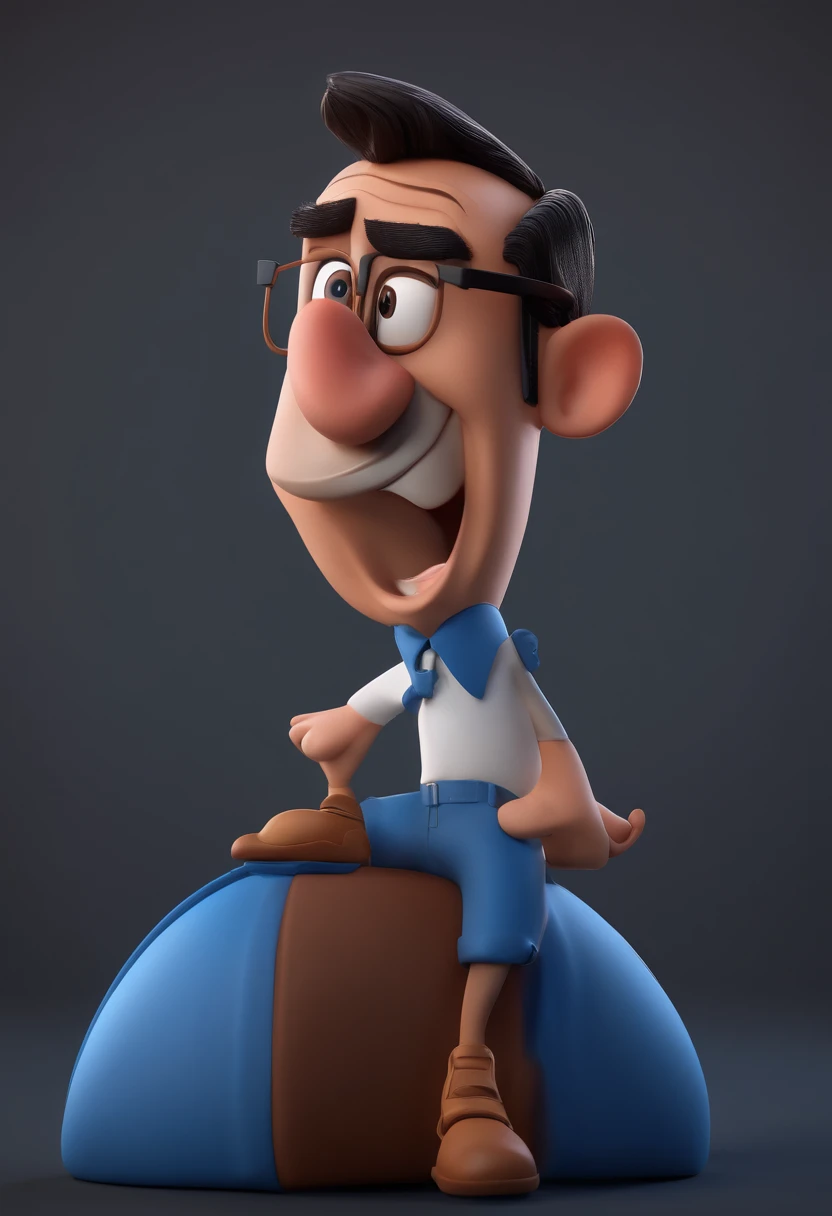 Cartoon character of a man with black glasses and a blue shirt, animation character, Caractere estilizado, animation style rendering, 3D estilizado, Arnold Maya render, 3 d render stylized, toon render keyshot, Personagem 3D, Personagem 3D, 3d rendering stylized, 3 d character render, personagem de desenho animado, Personagem de close up, Pose de personagem, (Estilo Pixar) (master part:1.2) (Bokeh) (best quality) (pele detalhada) (textura detalhada) (8k) (argila) (Cinematic lighting) (foco nítido