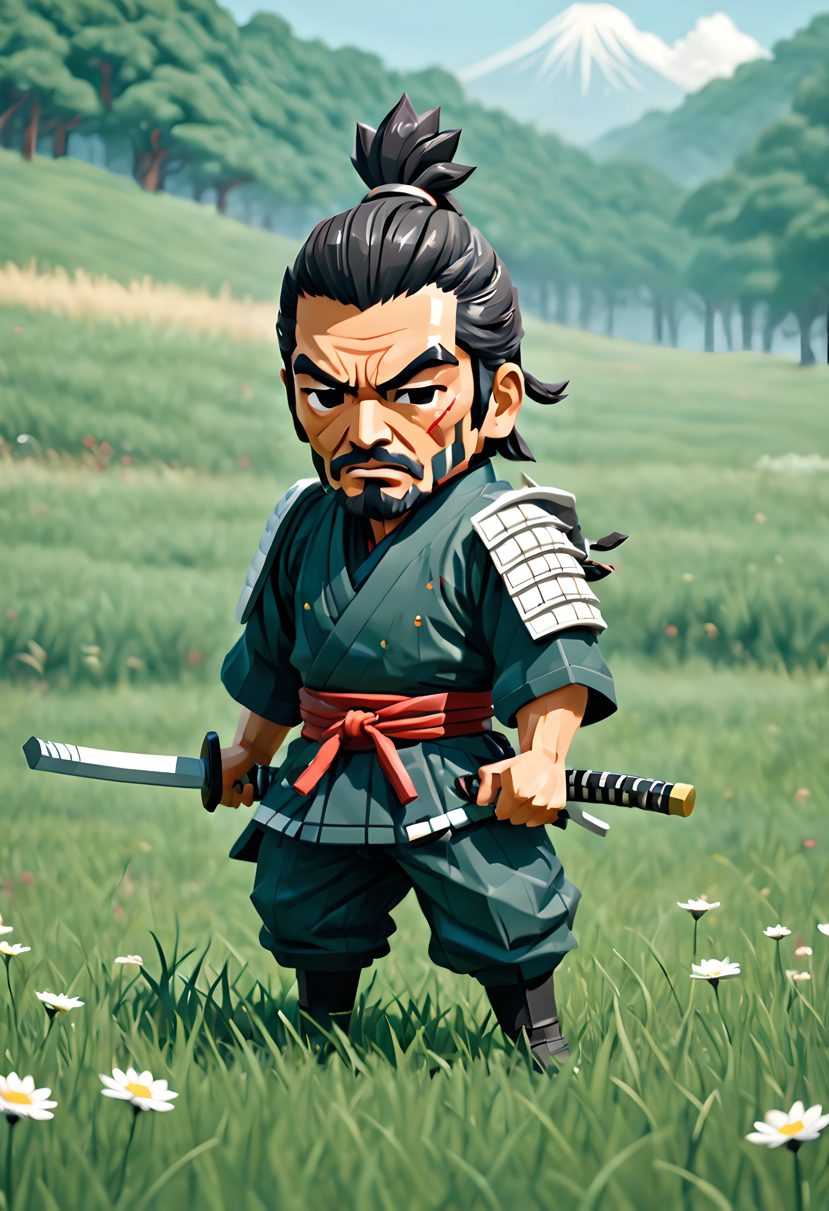 (Pixel art:1.5), (chibi character:1.5), (chibi emote:1.5), (Pixel art theme:1.5), (samurai:1.5), (Toshiro Mifune:1.5), (ancient Japanese:1.5), (Sekigahara:1.5), wind, (Standing in a meadow where the wind is blowing:1.5), (Before the Decisive Battle:1.5),