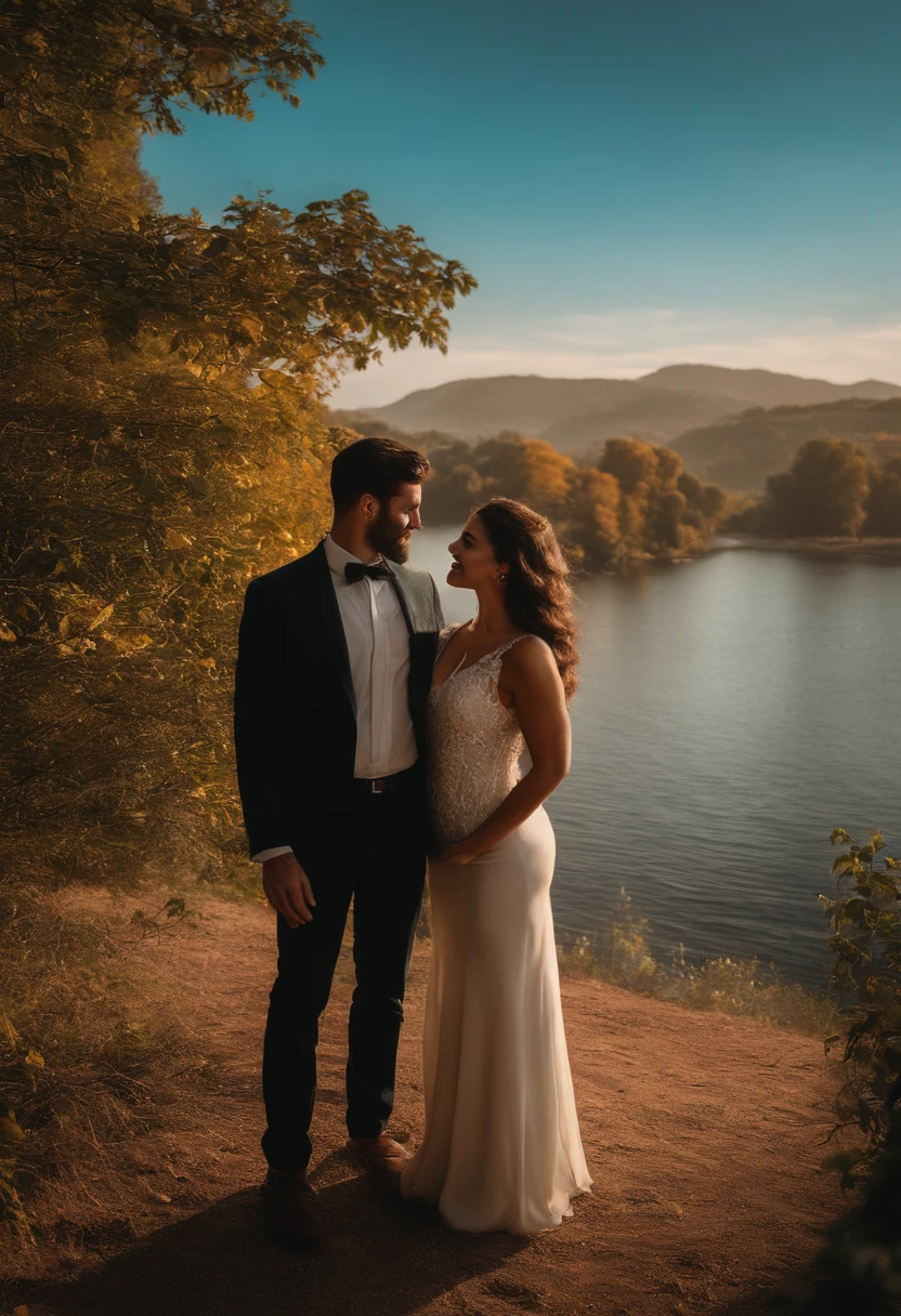 casal de namorados, felizes em uma noite bela.