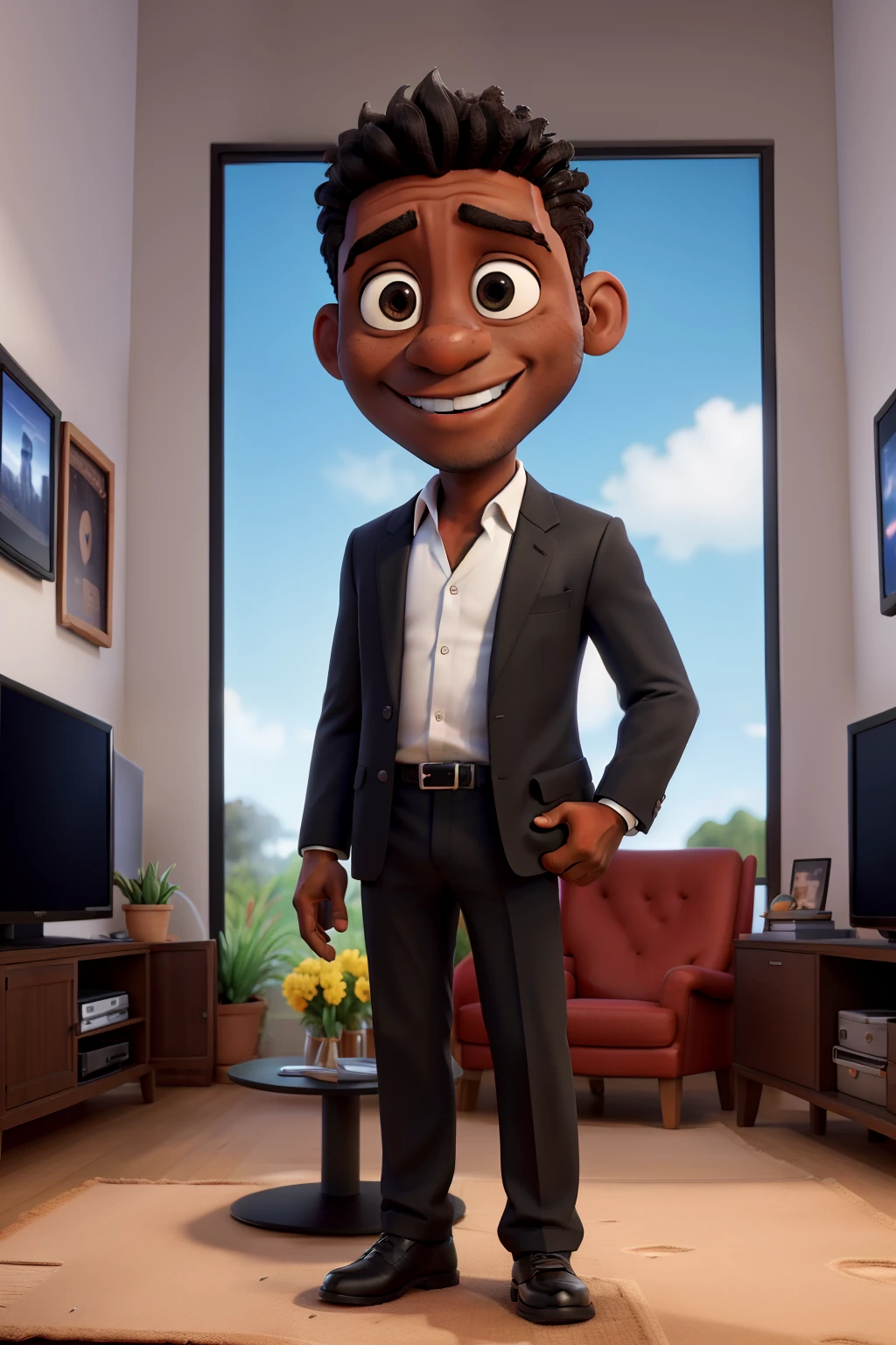 Fotografo da tv, negro Moreno, sorriso, colete com o nome da TV zango, corpo inteiro, in front of the camera, foto com qualidade