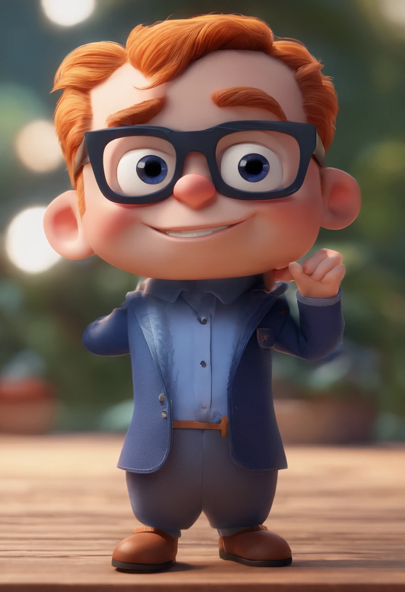 Cartoon character of a man with black glasses and a blue shirt, animation character, Caractere estilizado, animation style rendering, 3D estilizado, Arnold Maya render, 3 d render stylized, toon render keyshot, Personagem 3D, Personagem 3D, 3d rendering stylized, 3 d character render, personagem de desenho animado, Personagem de close up, Pose de personagem,  (Estilo Pixar) (master part:1.2) (Bokeh) (best quality) (pele detalhada) (textura detalhada) (8k) (argila) (Cinematic lighting) (foco nítido