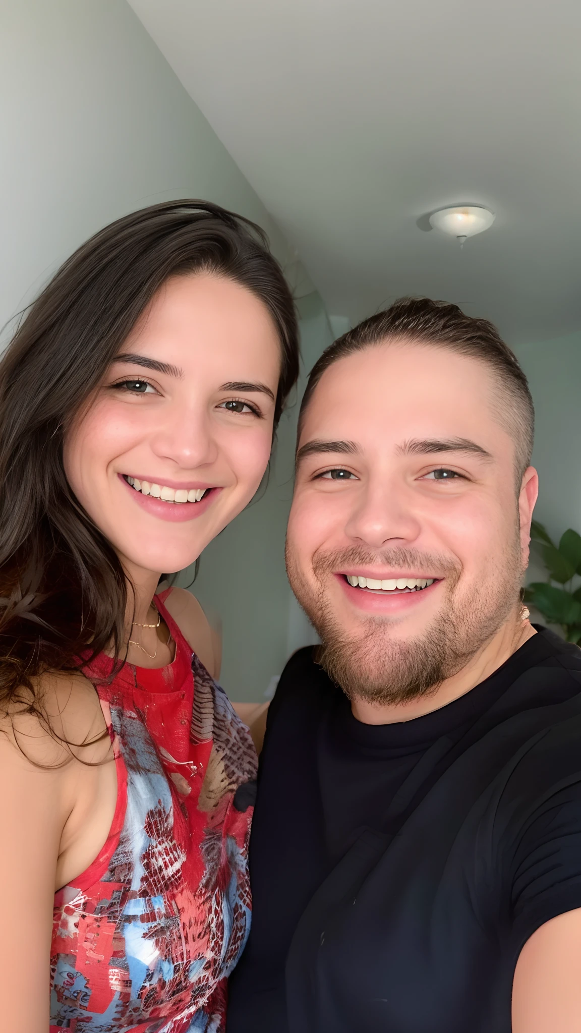 Homem e mulher sorridentes tirando selfie em um corredor com uma planta, imagem de perfil, Millaise e Greg Rutkowski, instagram post, david rios ferreira, Mars Ravelo e Greg Rutkowski, belos arredores, Directed by: Juan O'Gorman, foto do perfil, andrea rocha, both smiling for the camera, Postagem no Reddit, Malika Favre, 4 k post