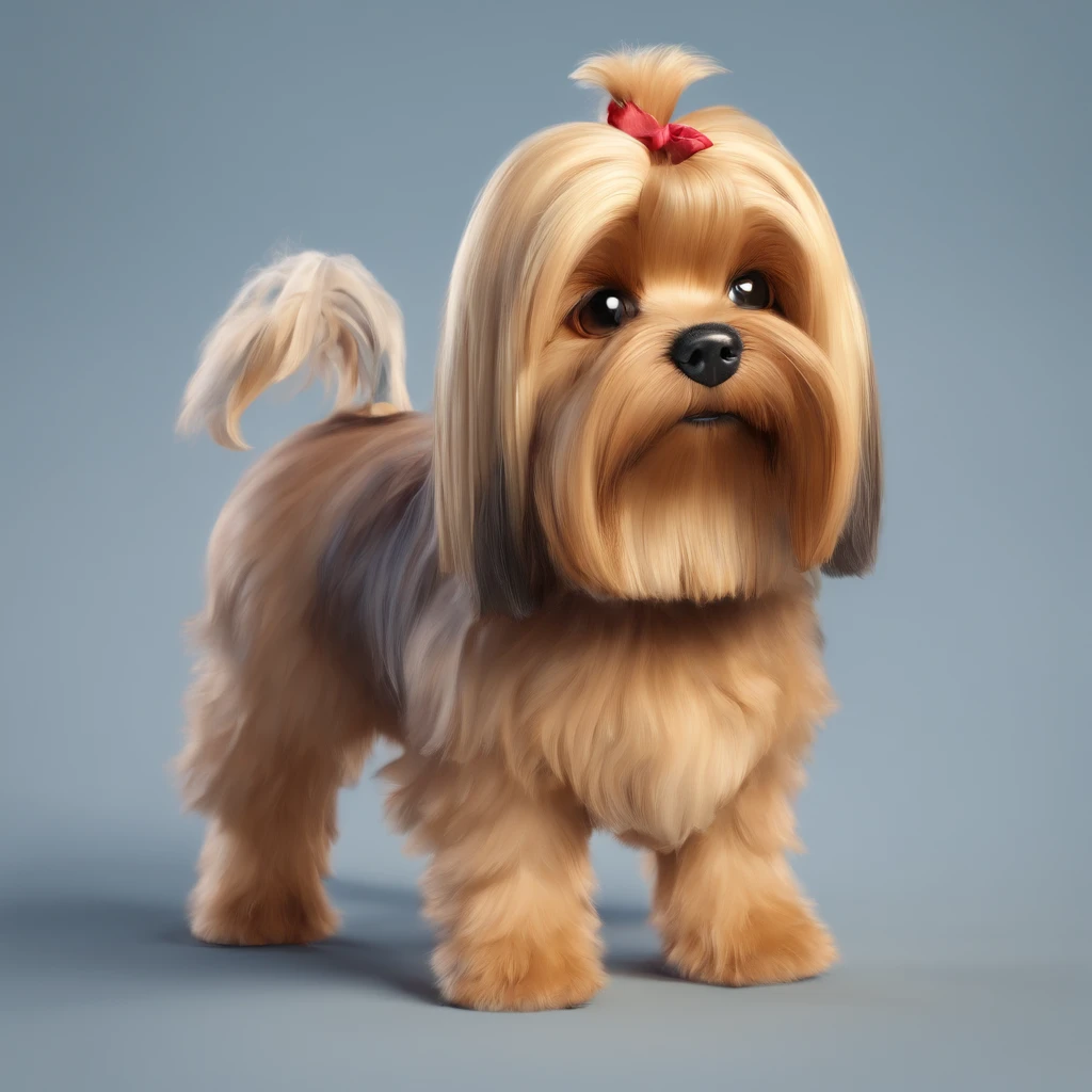 Um garoto de 03 anos mostrando seu cachorro yorkshire