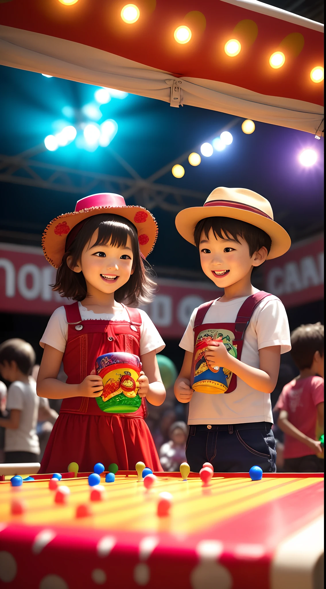 Picture of children playing carnival games and bright image