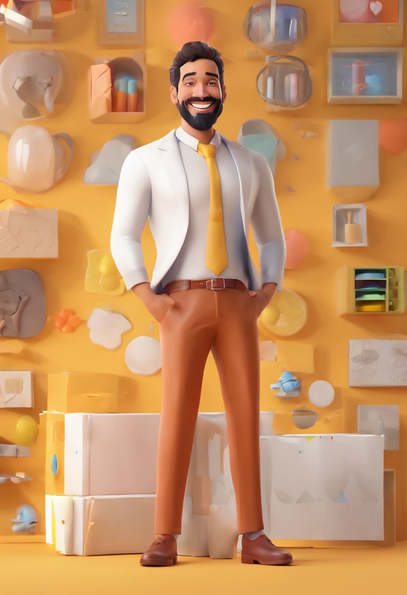 Illustration of smiling man, Doutor Feliz, com dedo do meio grande