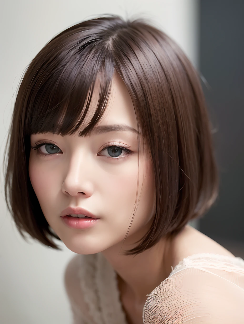 ((top-quality、8k、​masterpiece:1.3))、japanese pretty woman:1.4、bob Haircut、Highly detailed facial and skin texture、A detailed eye、二重まぶた