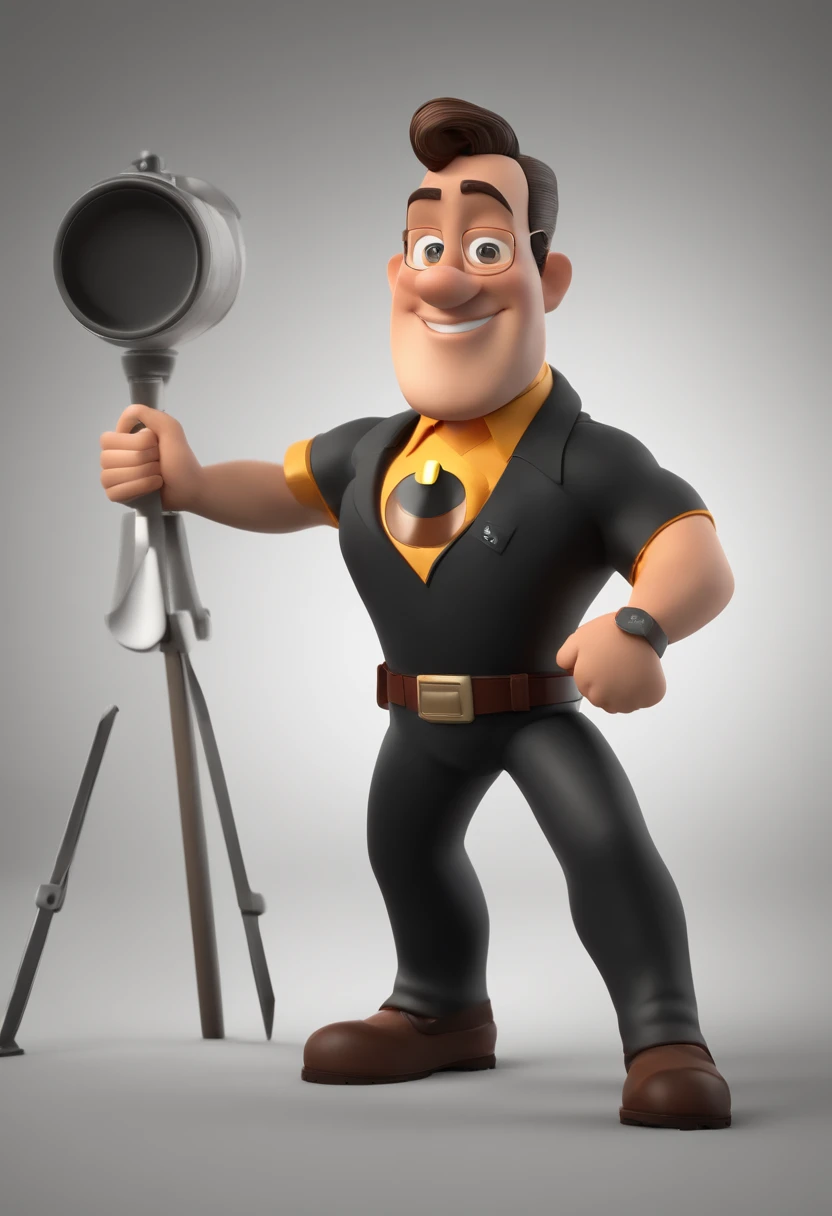 personagem dos desenhos animados de um homem Branco, uma camisa preta, olhos castanhos, animation character, Caractere estilizado, animation style rendering, 3D estilizado, Arnold Maya render, 3 d render stylized, toon render keyshot, Personagem 3D, Personagem 3D, 3d rendering stylized, 3 d character render, personagem de desenho animado, Personagem de close up, Pose de personagem, (Estilo Pixar) (master part:1.2) (Bokeh) (best quality) (pele detalhada) (textura detalhada) (8k) (argila) (Cinematic lighting) (foco nítido