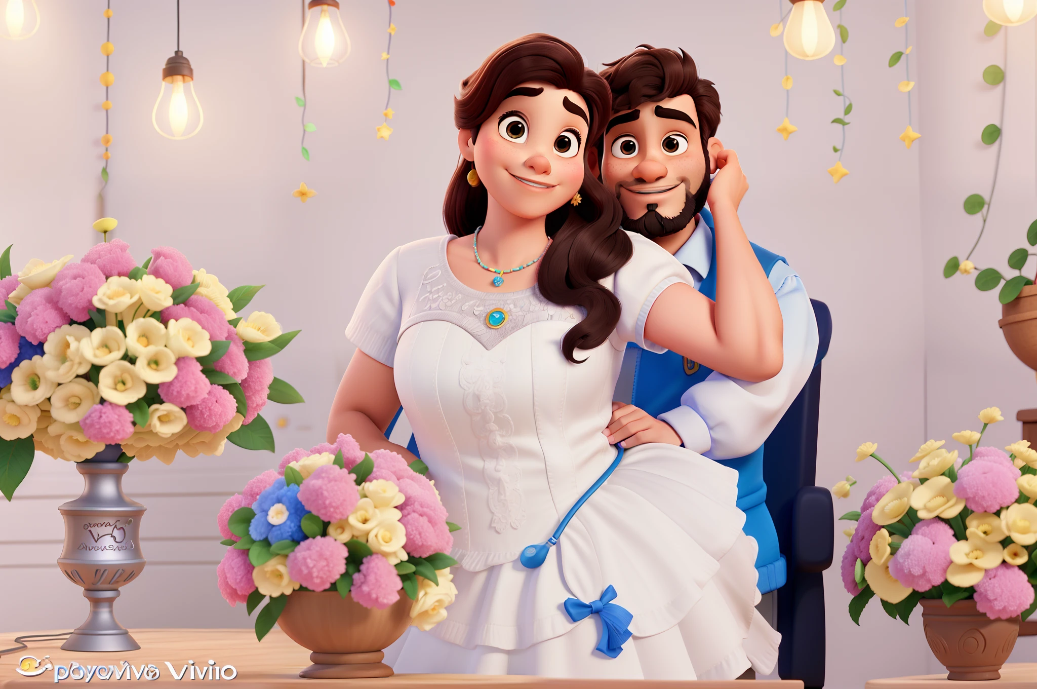 Noivos disney pixar, alta qualidade, melhor qualidade, vivo com barba rala.
