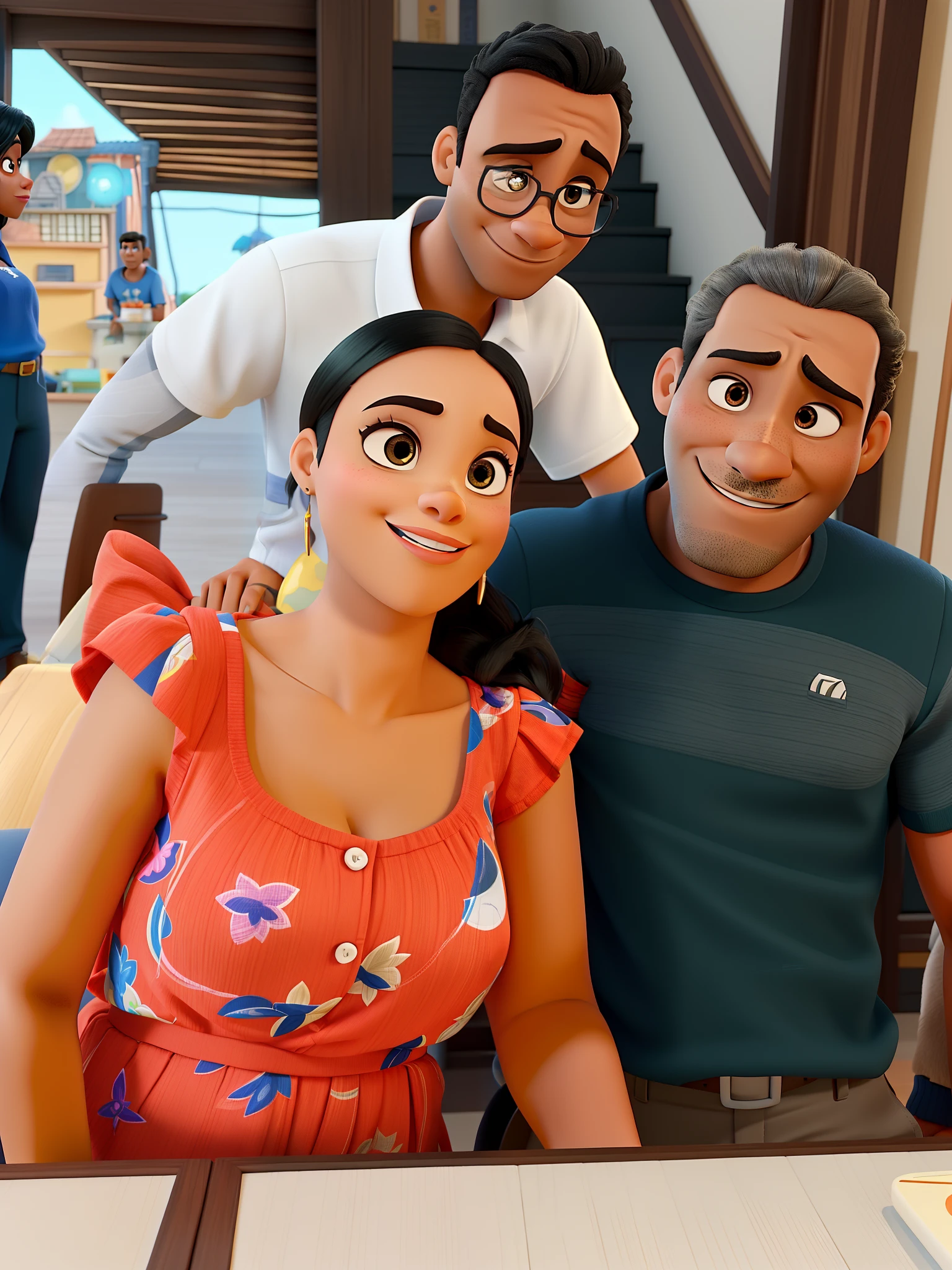 casal homem negro e mulher no estilo Disney Pixar, alta qualidade, melhor qualidade