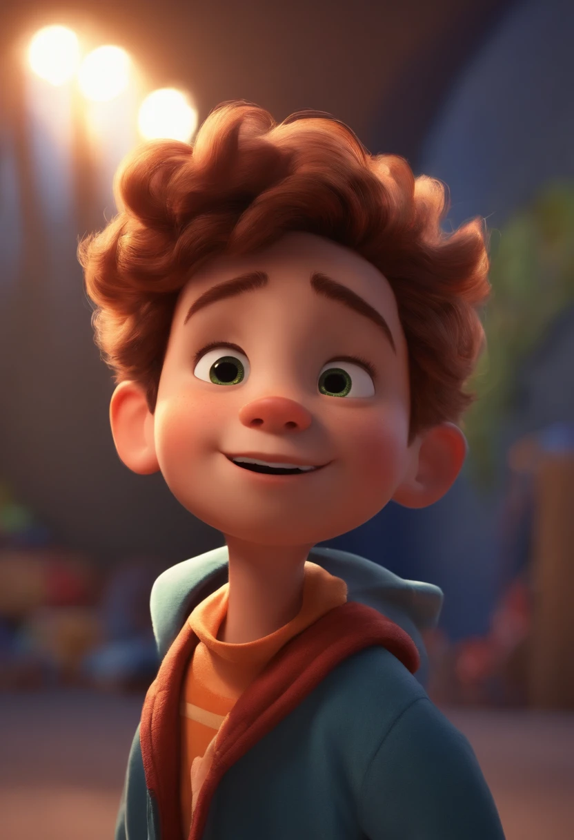 Image of a boy for a story in a YouTube video in Pixar format, He's the little allabester, He's the class leader, He's outgoing, Playful and gets up for a lot of things