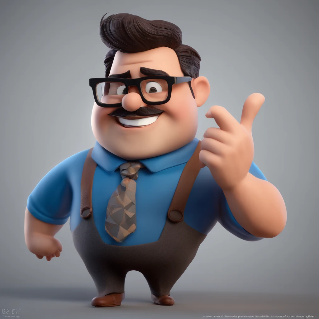 Cartoon character of a man with black glasses and a blue shirt, animation character, Caractere estilizado, animation style rendering, 3D estilizado, Arnold Maya render, 3 d render stylized, toon render keyshot, Personagem 3D, Personagem 3D, 3d rendering stylized, 3 d character render, personagem de desenho animado, Personagem de close up, Pose de personagem, (Estilo Pixar) (master part:1.2) (Bokeh) (best quality) (pele detalhada) (textura detalhada) (8k) (argila) (Cinematic lighting) (foco nítido