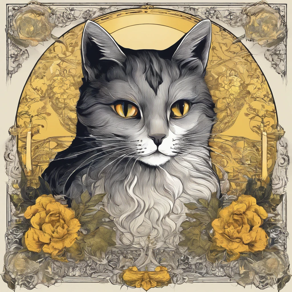 Absent-minded calico cat、illustratio、high-level image quality、a cute little cat、Animated、Yellow eyes、Illustration written in colored pencils