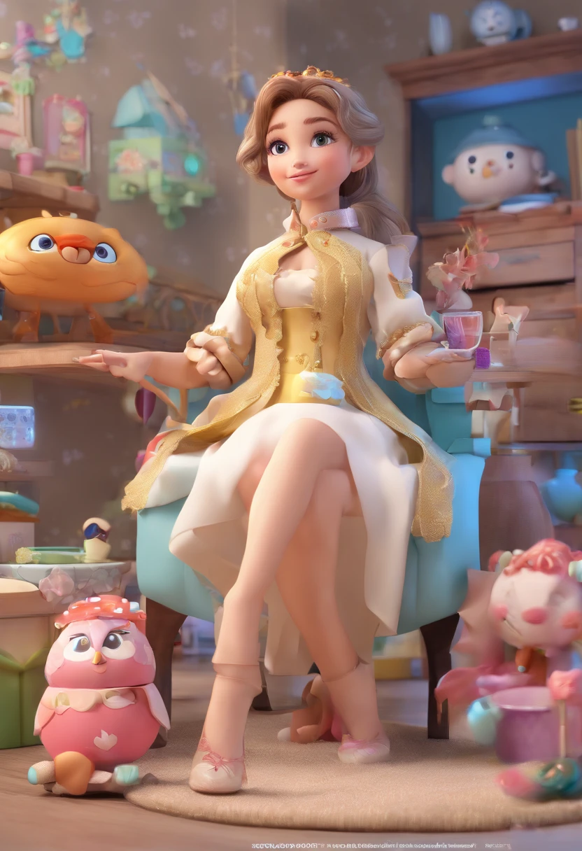 Best quality, Master parts, Fotorrealista, extremely detailed CG unit8k wallpaper, tchibi,1girll, Elsa,soio, full_body, ssmile, Behold the_Show on the_visualizador, exteriors,