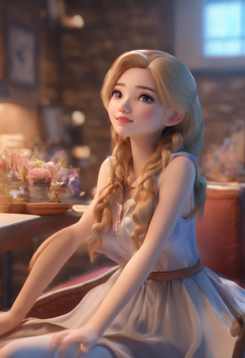 Best quality, Master parts, Fotorrealista, extremely detailed CG unit8k wallpaper, tchibi,1girll, Elsa,soio, full_body, ssmile, Behold the_Show on the_visualizador, exteriors,