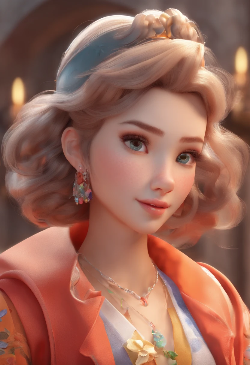 Best quality, Master parts, Fotorrealista, extremely detailed CG unit8k wallpaper, tchibi,1girll, Elsa,soio, full_body, ssmile, Behold the_Show on the_visualizador, exteriors,