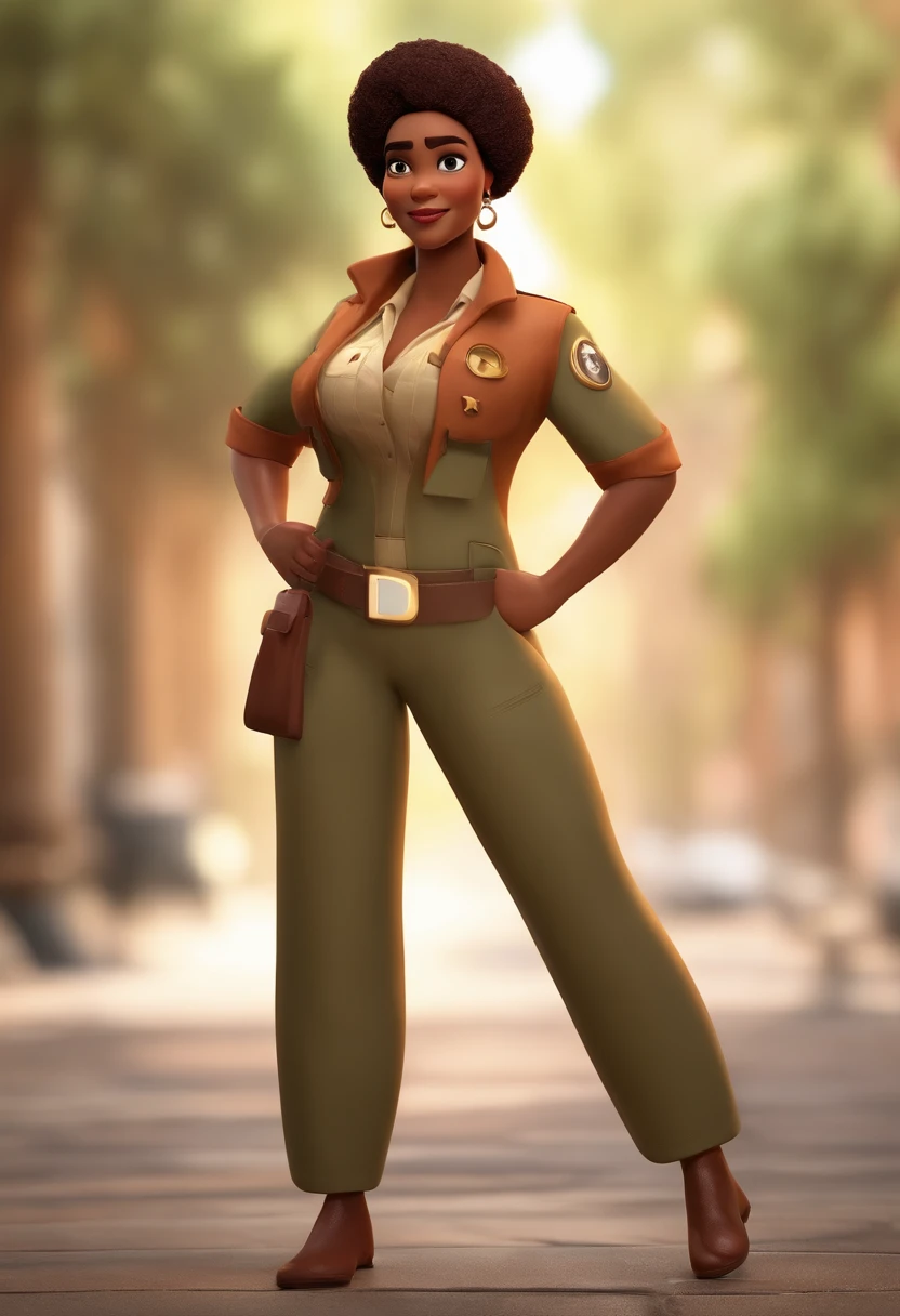 Personagem dos desenhos animados estilo pixar de uma mulher, cabelo marrom escuro comprido e olhos marrons escuros e jaleco com logo de olho no bolso, The character is an ophthalmologist and is examining a patient Animation character, Caractere estilizado, animation style rendering, 3D estilizado, Arnold Maya render, 3 d render stylized, toon render keyshot, Personagem 3D, Personagem 3D, 3d rendering stylized, 3 d character render, personagem de desenho animado, Personagem de close up, Pose de personagem, (Estilo Pixar) (master part:1.2) (Bokeh) (best quality) (pele detalhada) (textura detalhada) (8k) (argila) (Cinematic lighting) (foco nítido