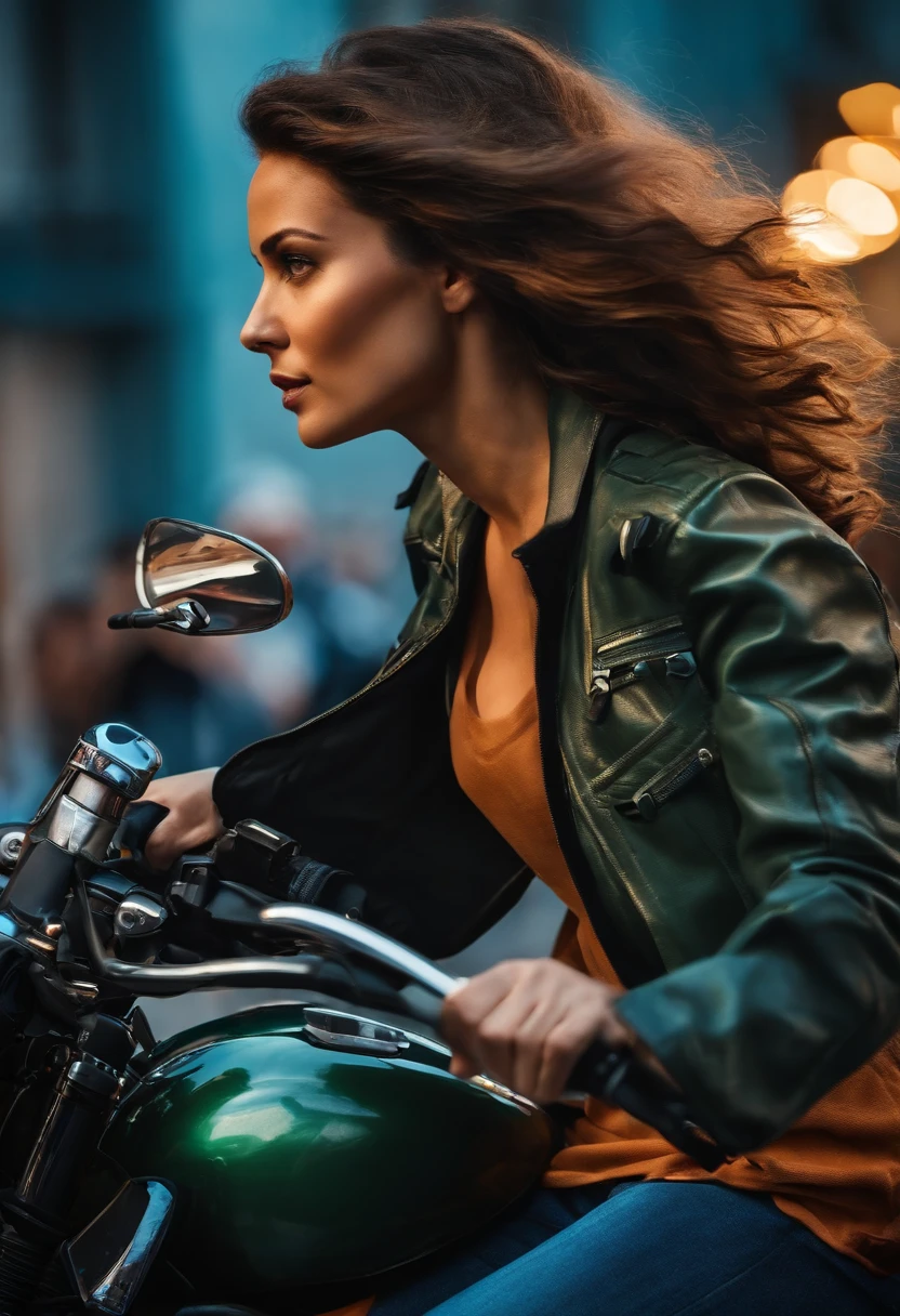 mulher linda na moto