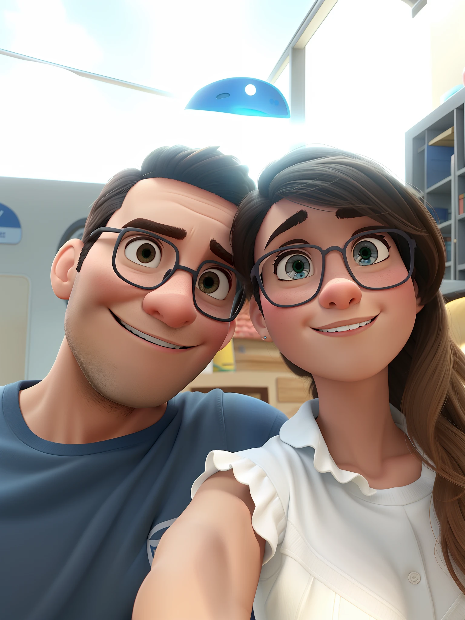 Estilo Pixar, alta qualidade,mulher loira,homem jovem