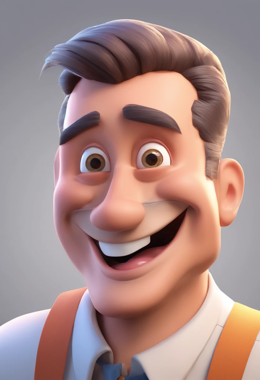 Smiling Man Illustration, sorriso insano, Homem de pele marrom com um sorriso gigante, happily smiling at the camera, sorriso atrevido, he's smiling, sorriso muito grande, Macho sorridente, foto de perfil headshot, rindo sorriso enorme, desenhando no estilo de Arte 3D, c4d, fundo de cor branco puro, estilo disney, estilo pixar render ilustracao Super Detalhe, 8k