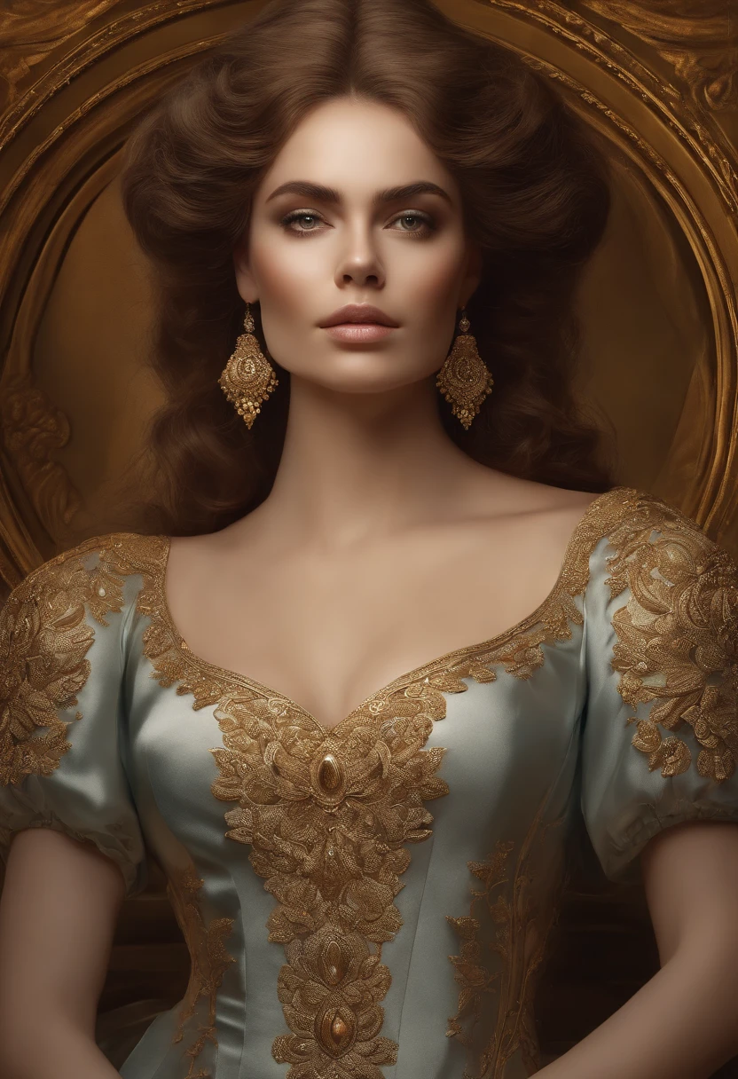 Retrato de um belo ciborgue com cabelo castanho 8k, intrincado, elegante, altamente detalhado, majestoso, fotografia digital, Arte de Artgerm e Ruan Jia e Greg Rutkowski, pintura surreal, filigrana borboleta dourada, vidro quebrado, (master part, luz lateral, Olhos delicados e bonitos: 1.2), Human Development Report