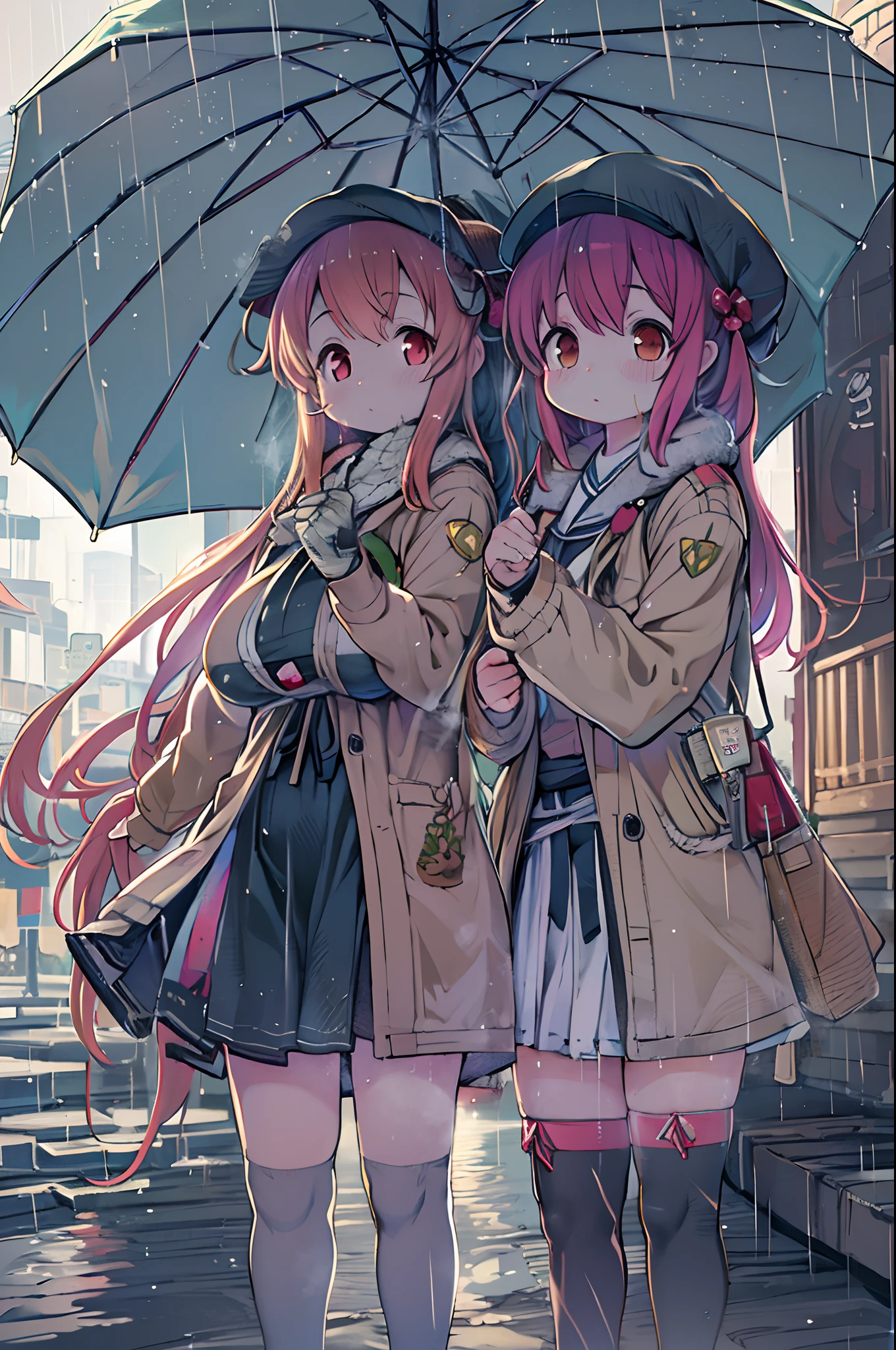 Anime characters in the rain、Standing under an umbrella, Sateen!, Sateen!!, anime moe art style, after rain and no girl, anime style 4 k, Sateen!!!, Kantai Collection Style, Cute art style, Cute Anime, cute anime style, in style of kyoto animation, Anime! 4K, Anime! 4 k, Lori, 4k Race Manga wallpaper