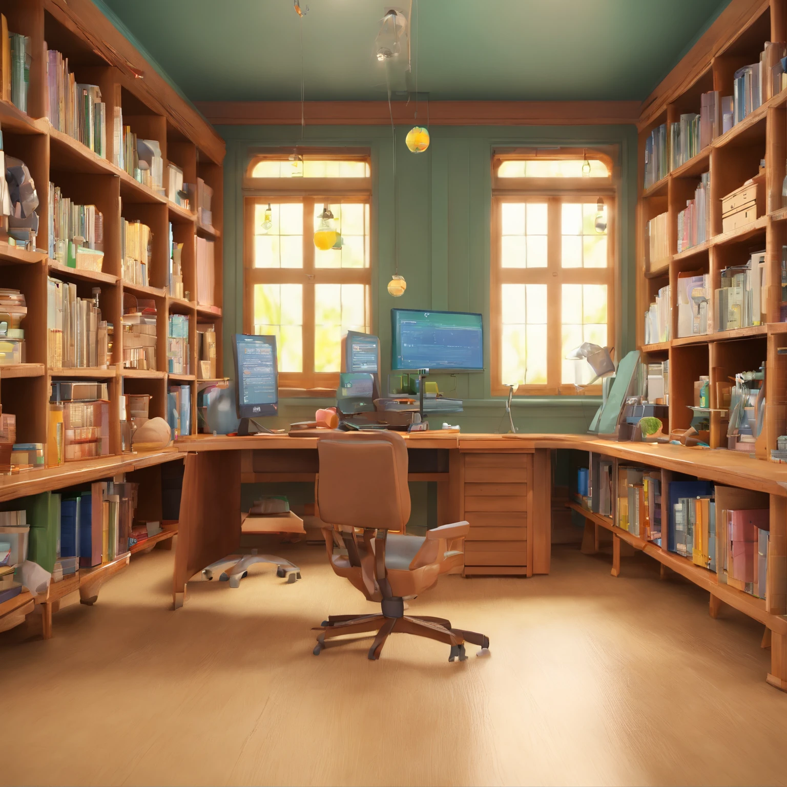 Iroito professor de biologia 1,70m 90kg na sala de aula modelo Pixar