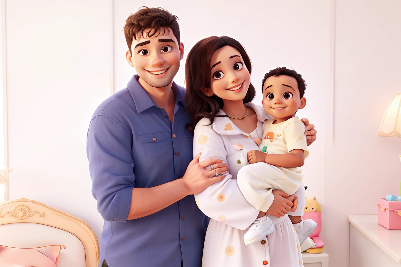 mommy, Baby and daddy together smiling