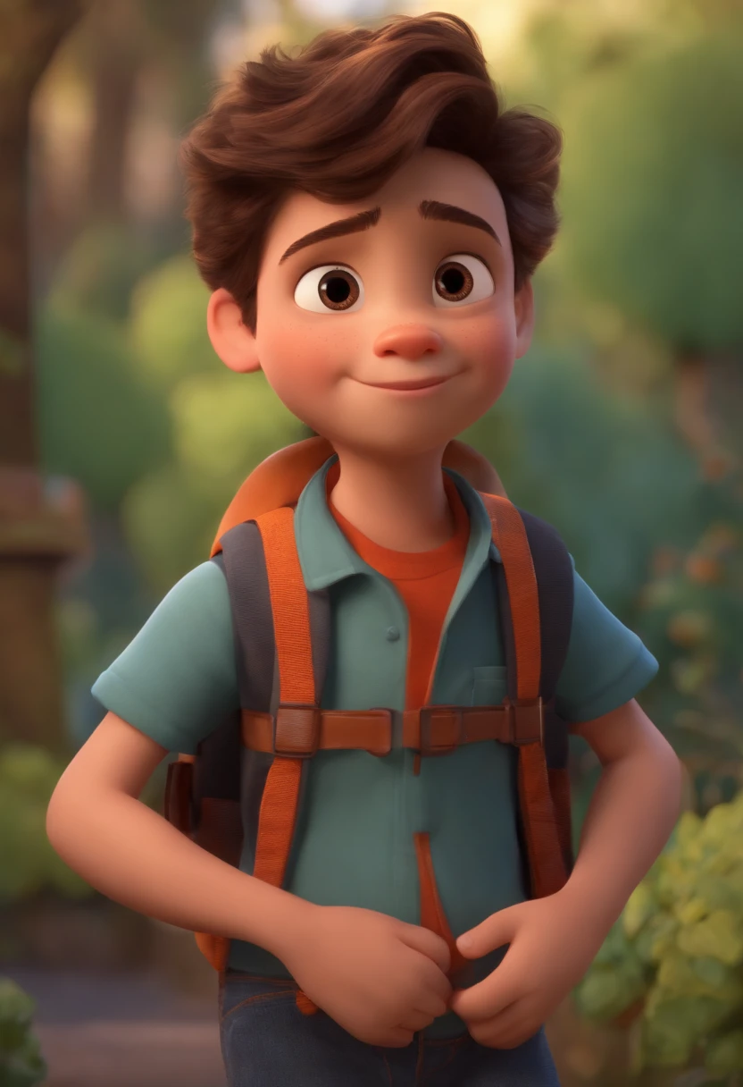 Image of a boy for a story in a YouTube video in Pixar format, He's the little allabester, He's the class leader, He's outgoing, Playful and gets up for a lot of things